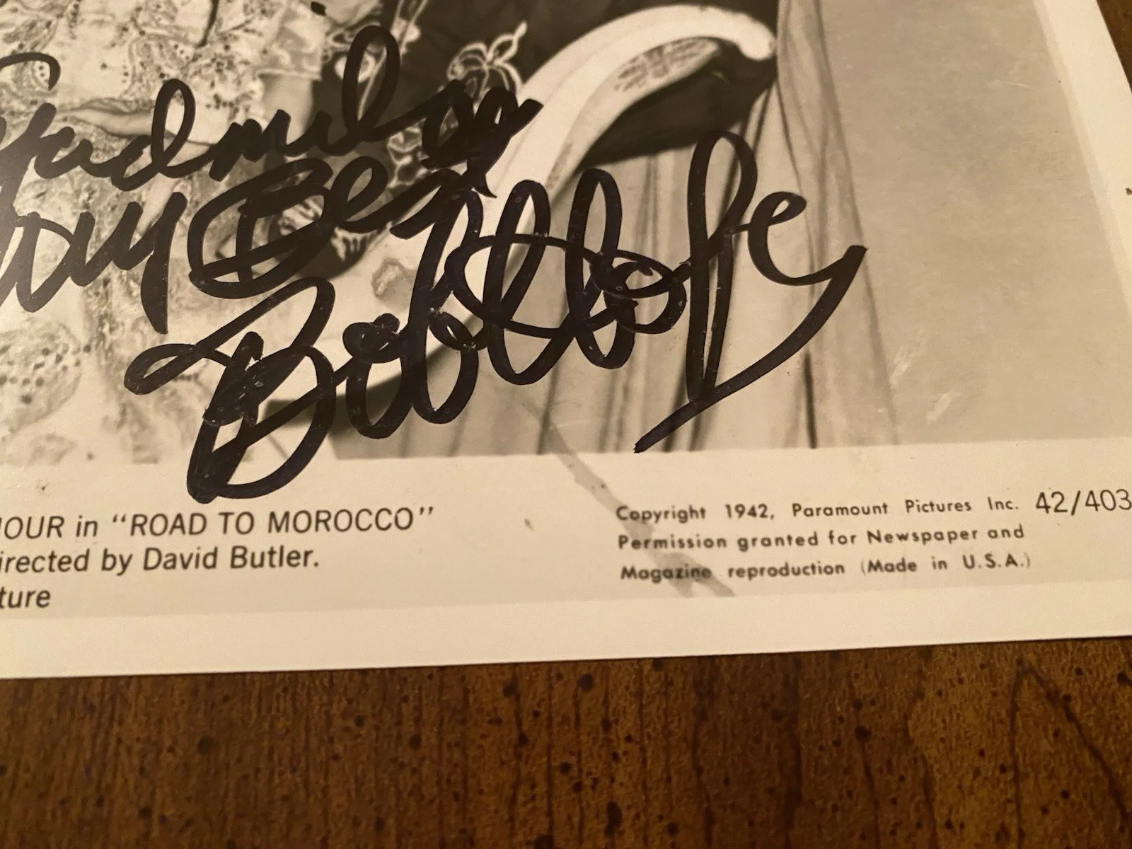 Bob Hope, Dorothy Lamour — Bob Hope Dorothy Lamour Signed Autographed Photo With COA Road To Morocco BOTH, image 5