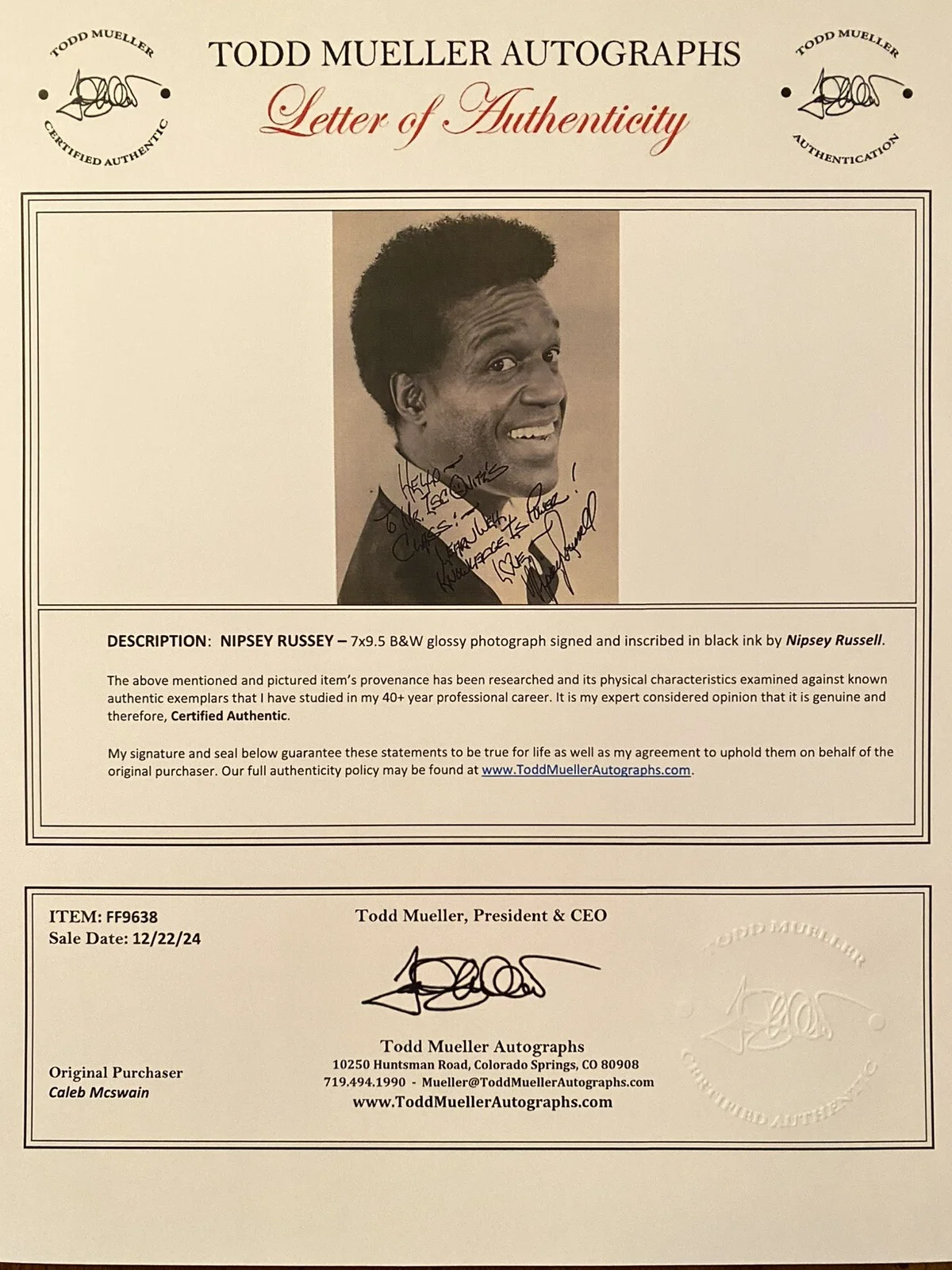 Nipsey Russell — Nipsey Russell Signed Autographed Photo With COA Nice Inscription The Wiz Car 54, изображение 3