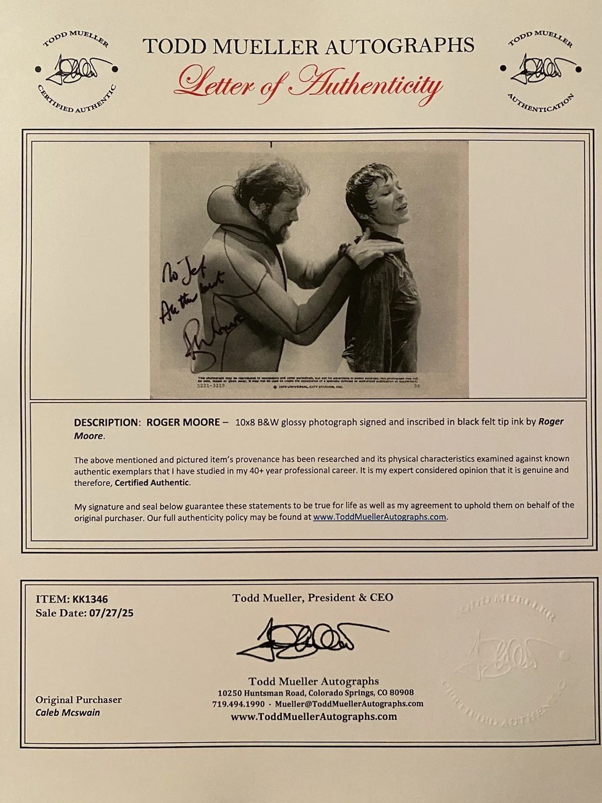 Roger Moore — Roger Moore Signed Autographed Photo With COA North Sea Hijack James Bond 007, image 5