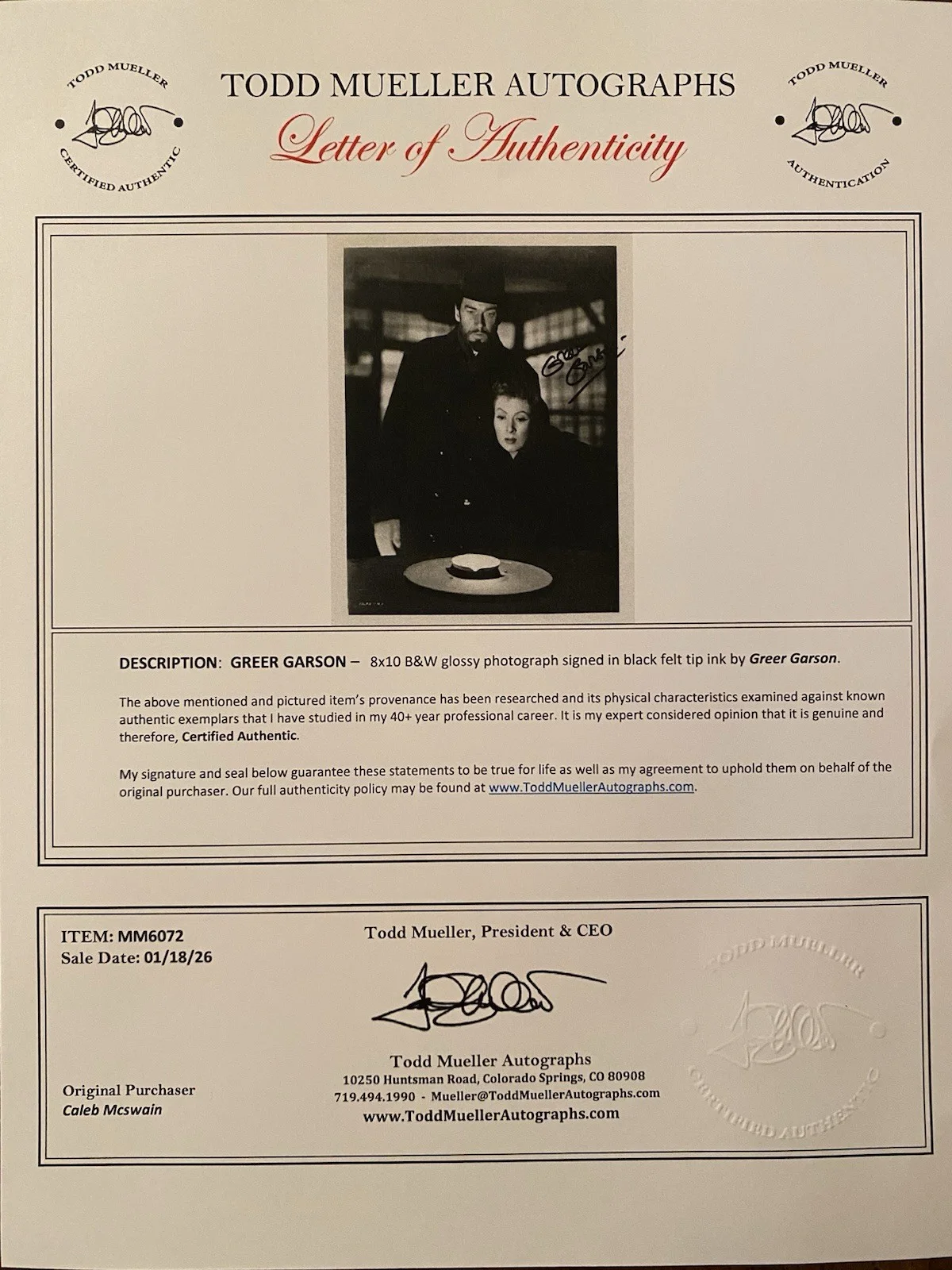 Greer Garson — Greer Garson Signed Autographed 8x10 Photo With COA Madame Curie, изображение 4