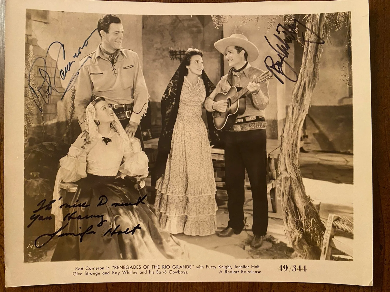 Rod Cameron, Jennifer Holt, Ray Whitley — Rod Cameron Jennifer Holt Ray Whitley Cast Signed Autographed Photo With COA