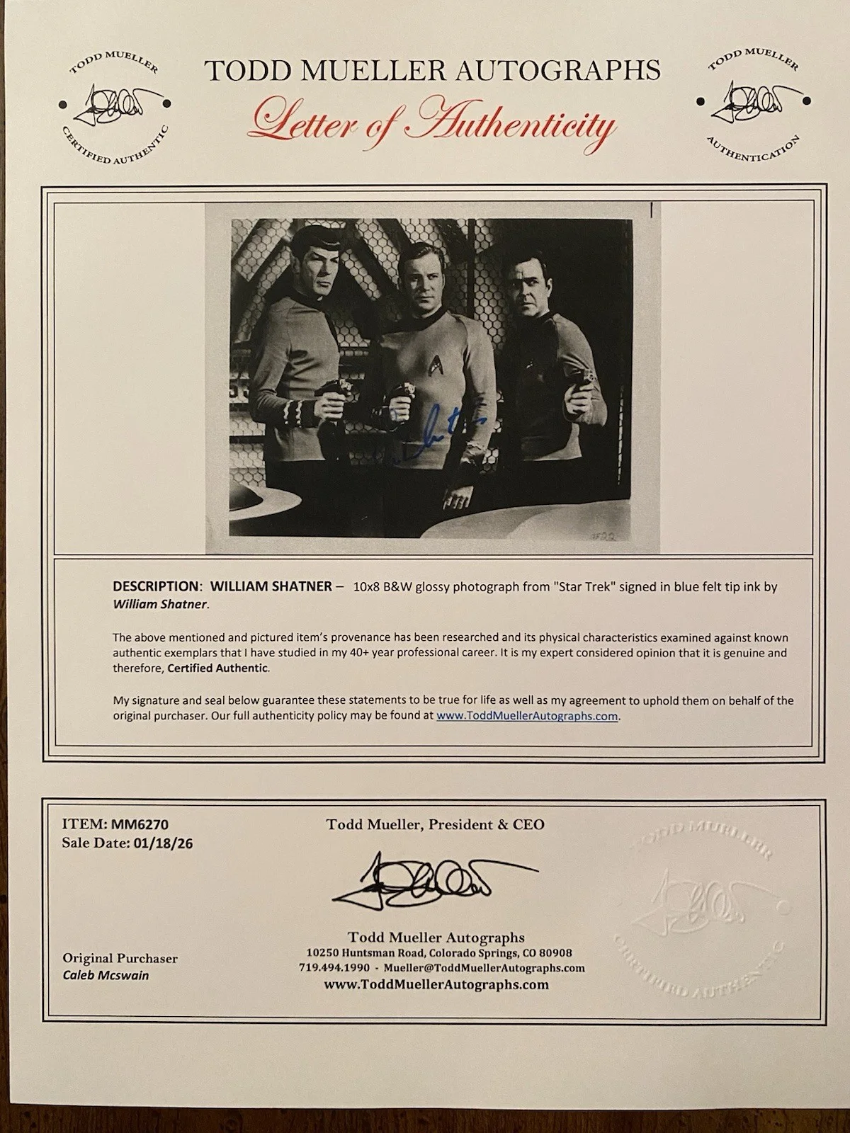 William Shatner — William Shatner Signed Autographed Star Trek Trio Photo With COA Spock Scotty, image 4