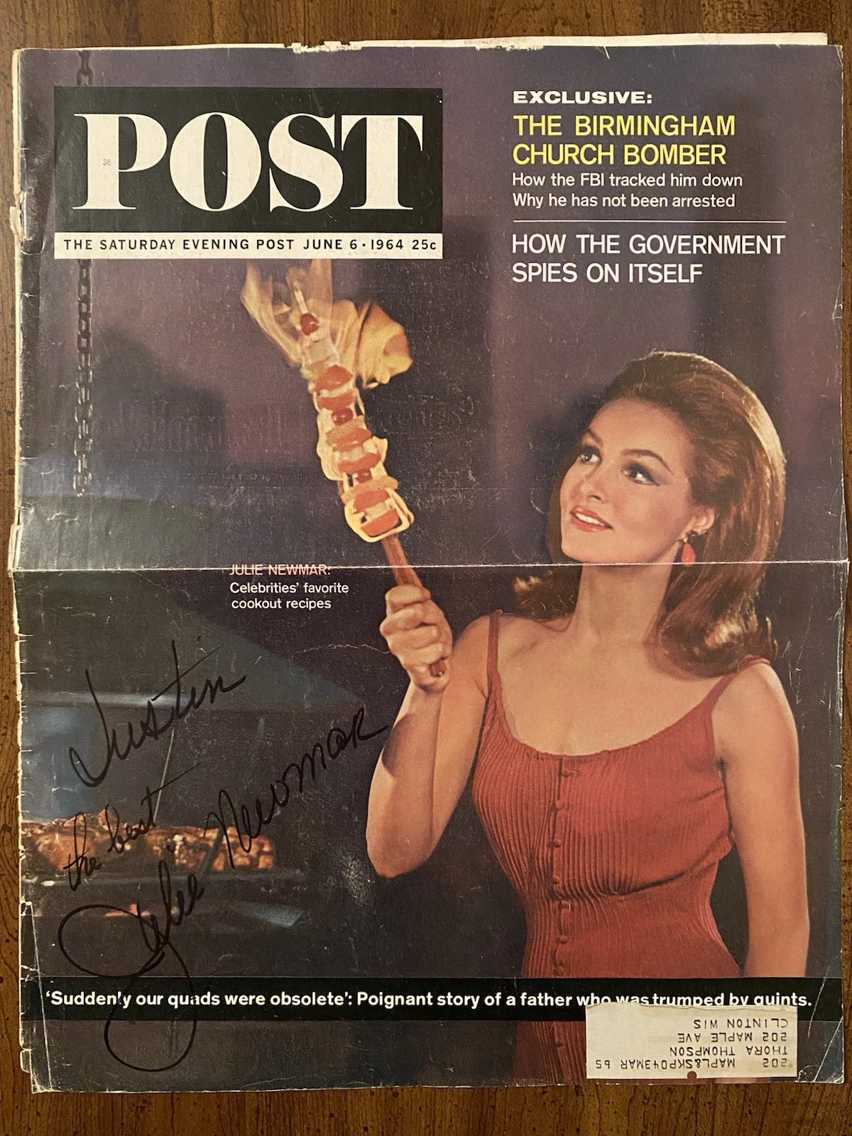 Julie Newmar — Julie Newmar Signed Autographed Vintage Saturday Evening Post With COA Batman 66