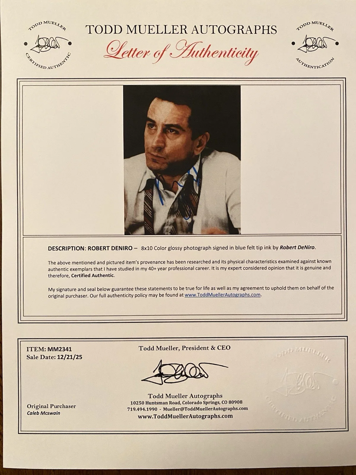 Robert De Niro — Robert De Niro Signed Autographed 8x10 Photo With COA Raging Bull Goodfellas, изображение 4