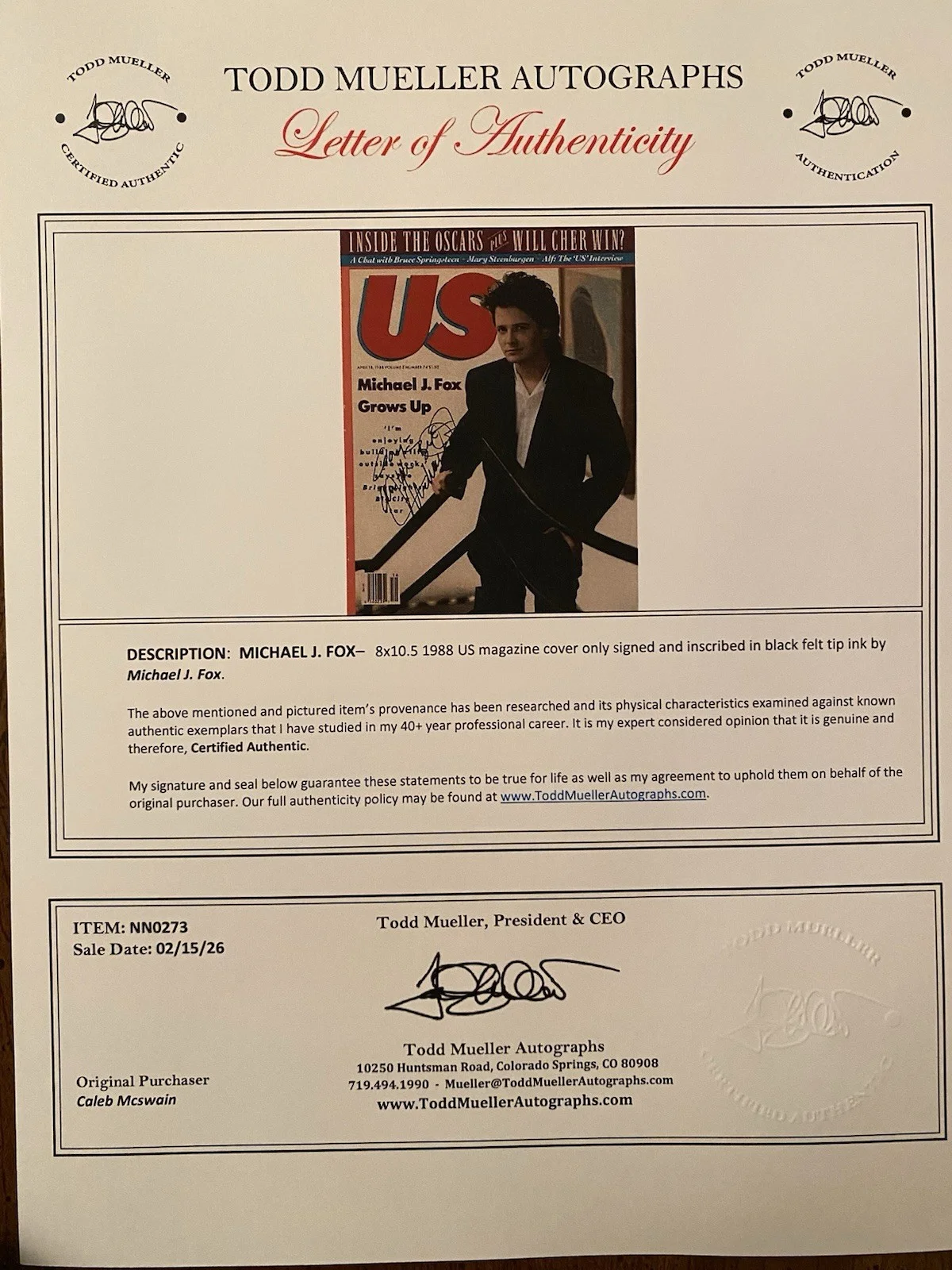 Michael J Fox — Michael J Fox Signed Autographed US Magazine With COA Family Ties Back To The Fu, image 4