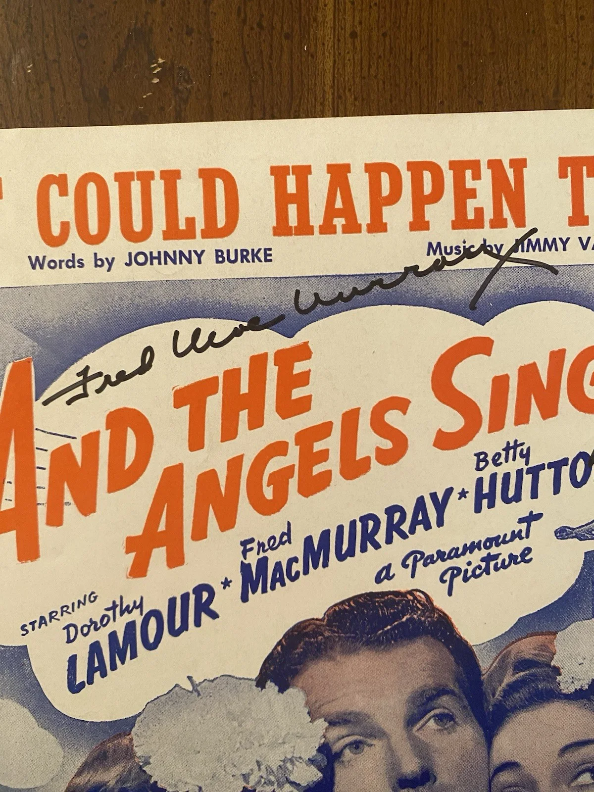 Fred MacMurray, Betty Hutton — Fred MacMurray Betty Hutton Signed Autographed Sheet Music With COA BOTH RARE, image 2