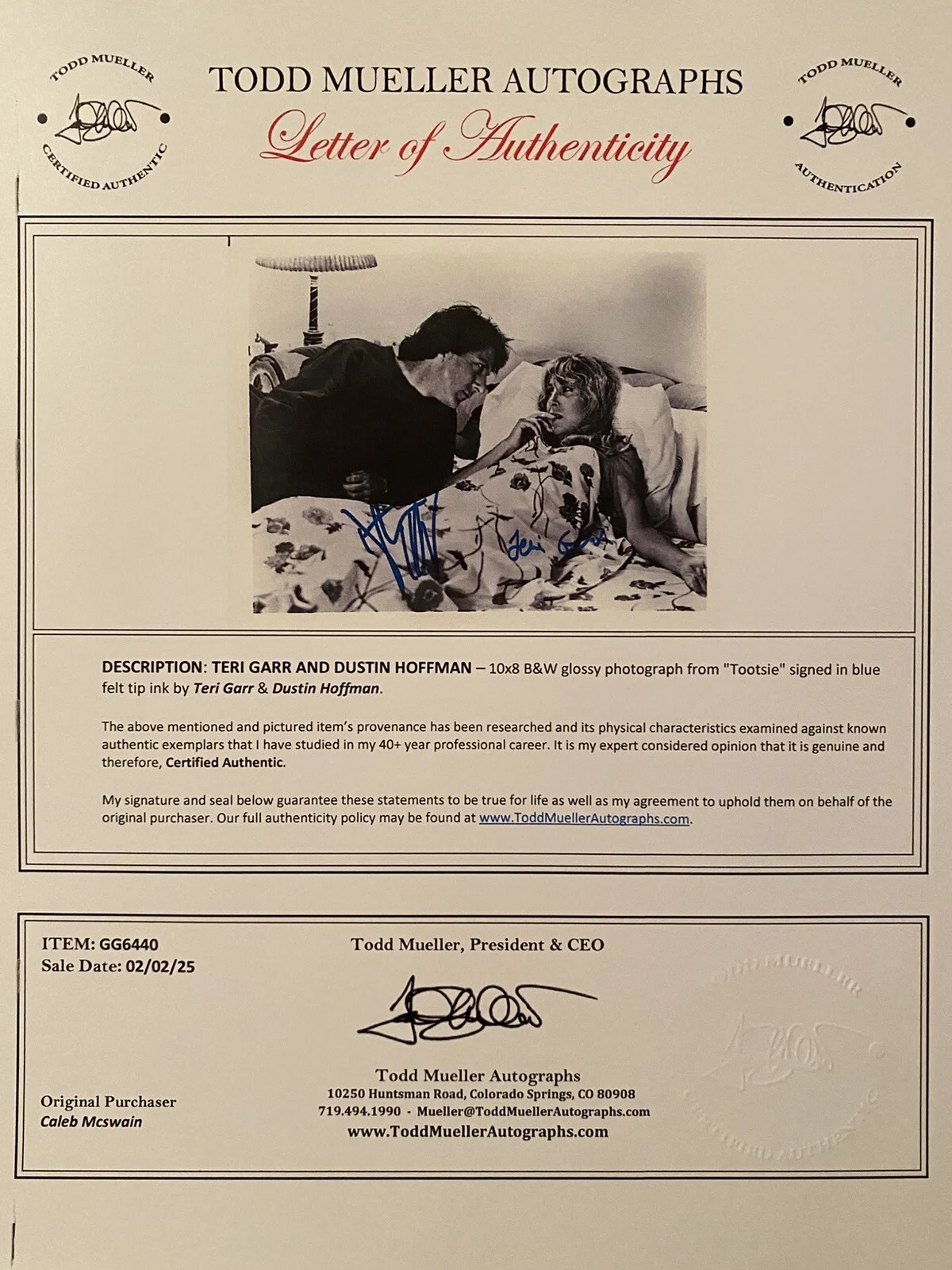 Dustin Hoffman, Teri Garr — Tootsie Cast Signed Autographed Photo Dustin Hoffman Teri Garr With COA LOA, изображение 4