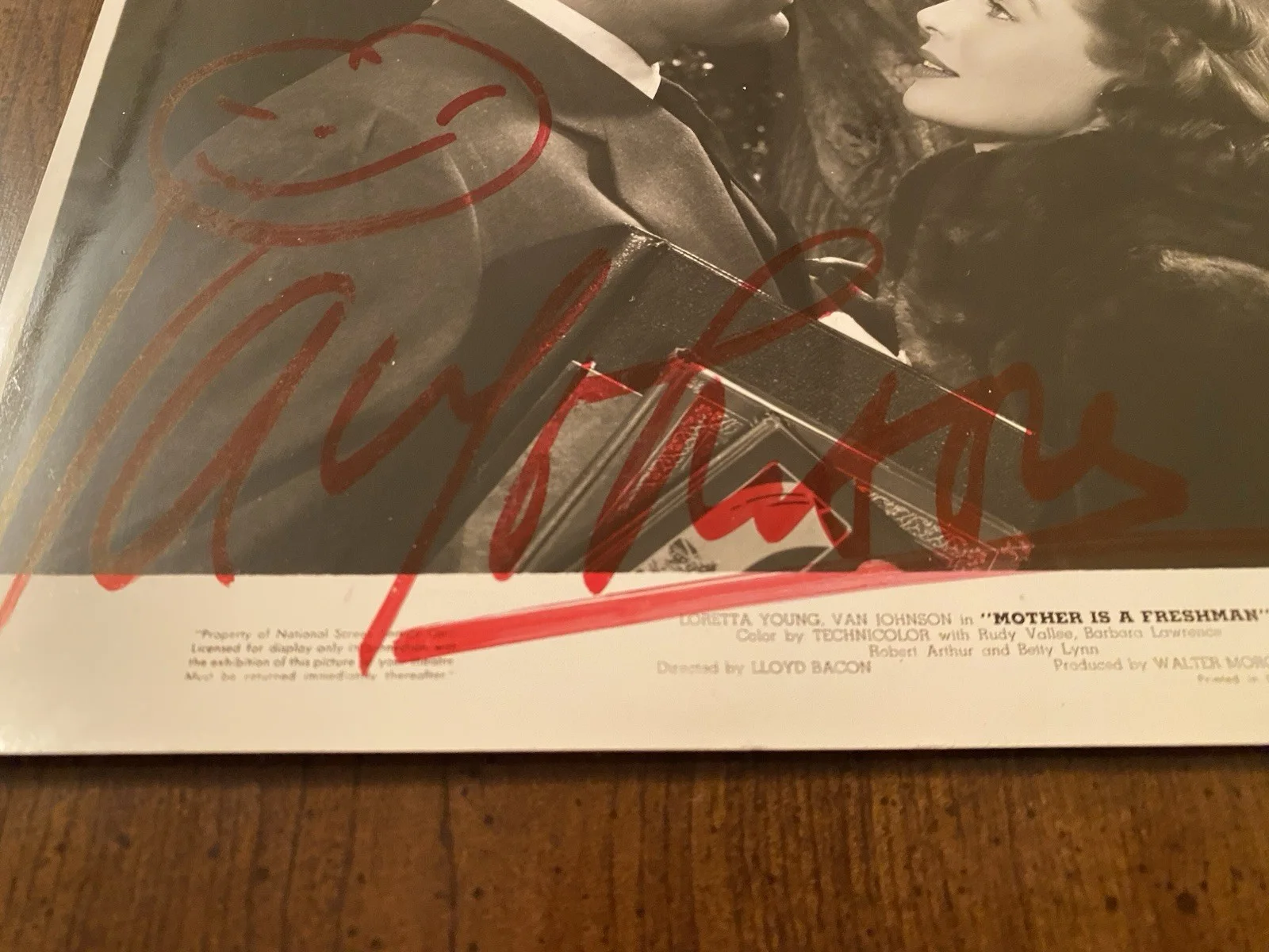 Van Johnson, Loretta Young — Van Johnson Loretta Young Signed Autographed Photo With COA Mother Is A Freshman, image 3