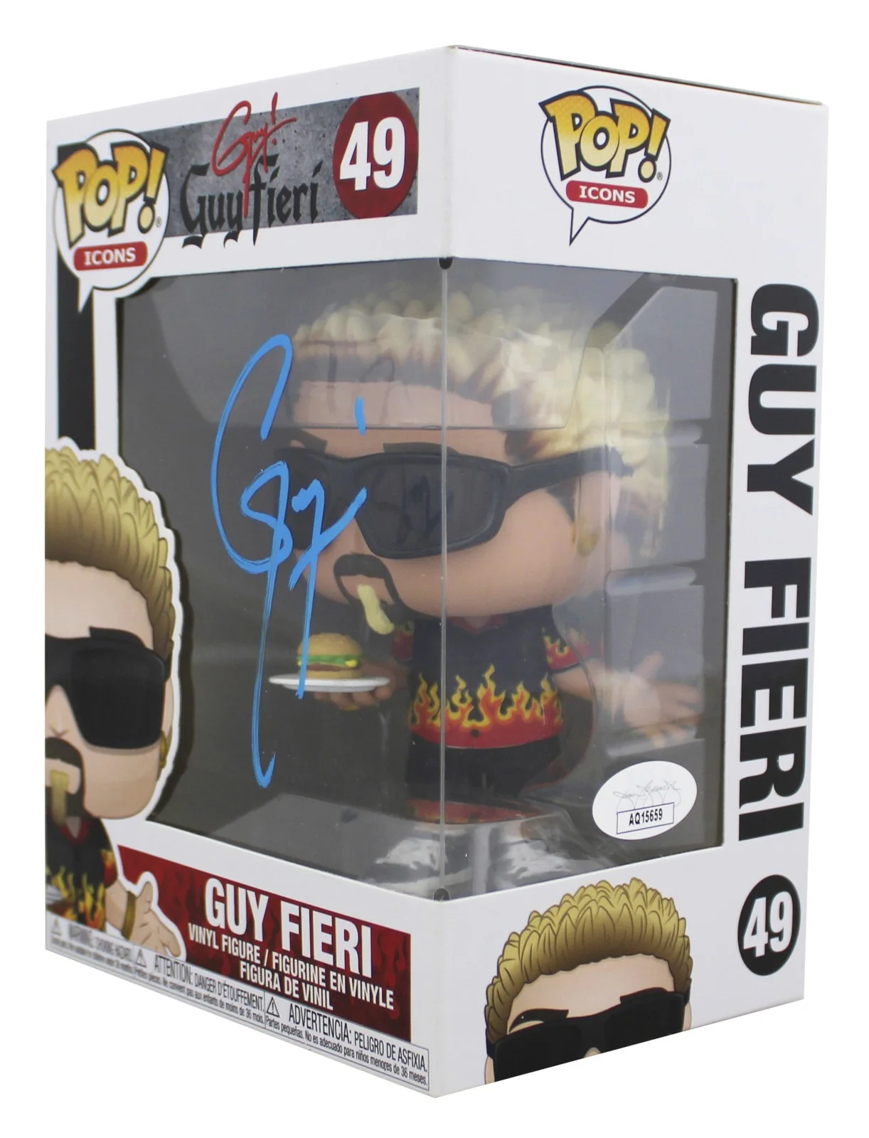 Guy Fieri — Guy Fieri Diners, Drive-Ins & Dives Signed #49 Funko Pop Figure JSA #AQ15659, image 2