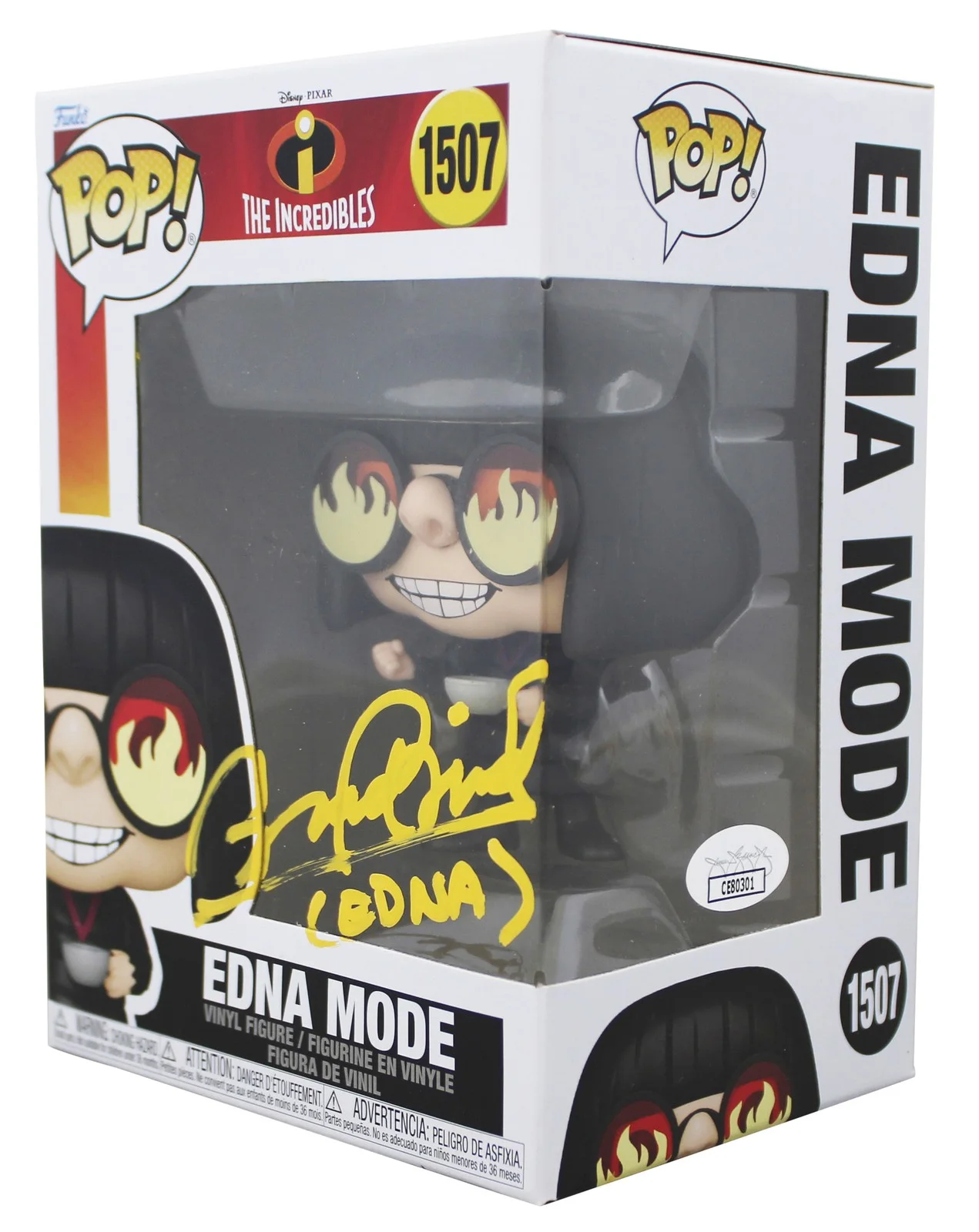 Brad Bird — Brad Bird The Incredibles "Edna" Signed #1507 Funko Pop Figure JSA #CW80301, изображение 2