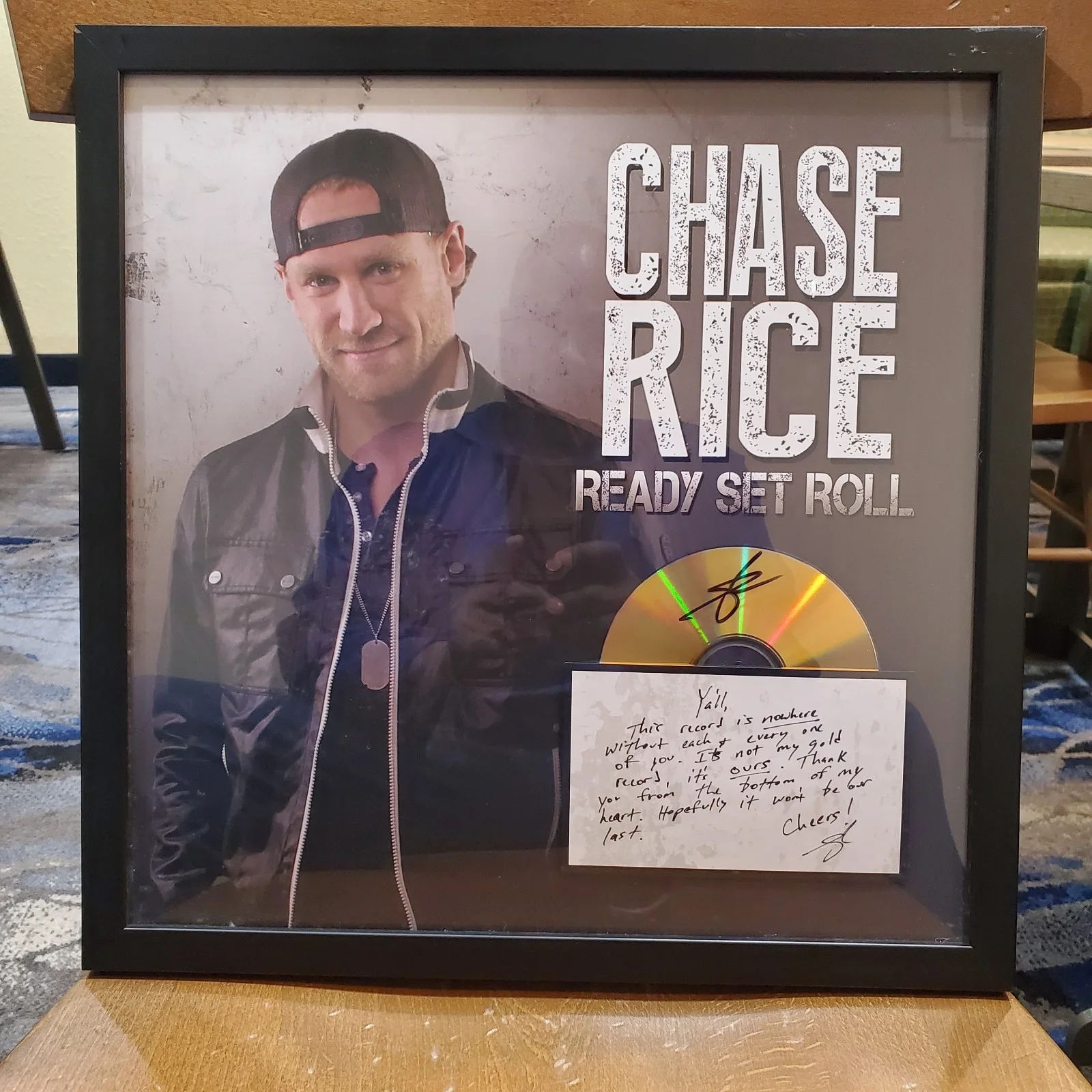 CHASE RICE SIGNED AUTOGRAPH FRAMED CD DISPLAY Ready Set Roll (with note), image 2