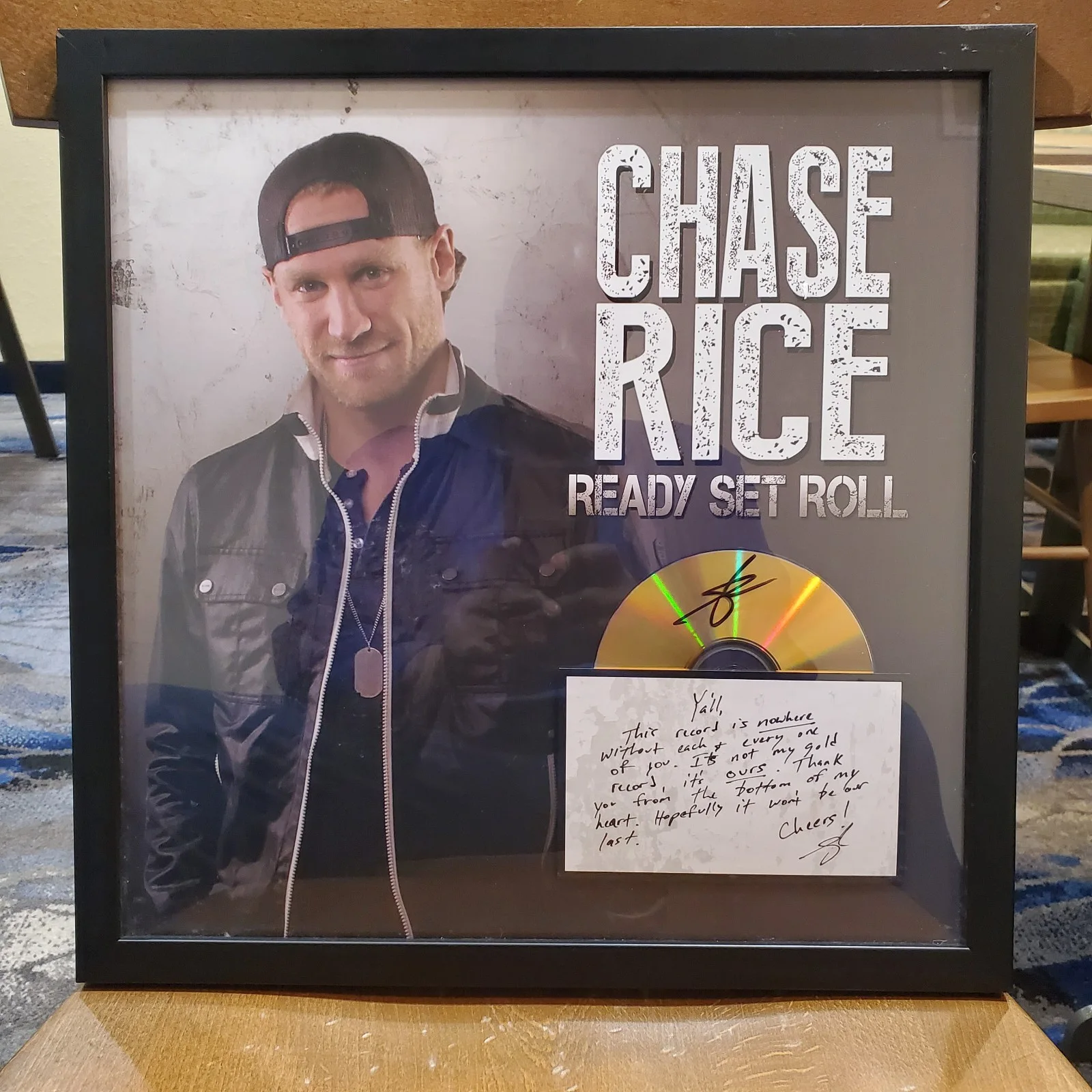 CHASE RICE SIGNED AUTOGRAPH FRAMED CD DISPLAY Ready Set Roll (with note), image 3