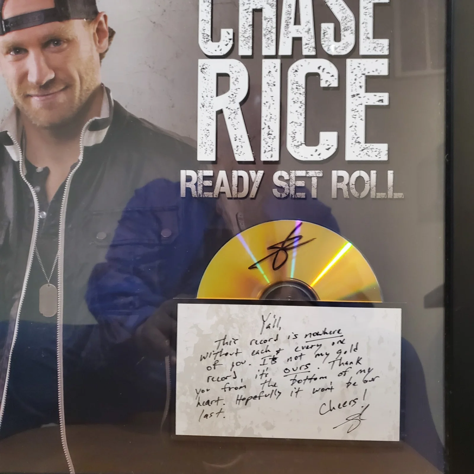 CHASE RICE SIGNED AUTOGRAPH FRAMED CD DISPLAY Ready Set Roll (with note), image 5