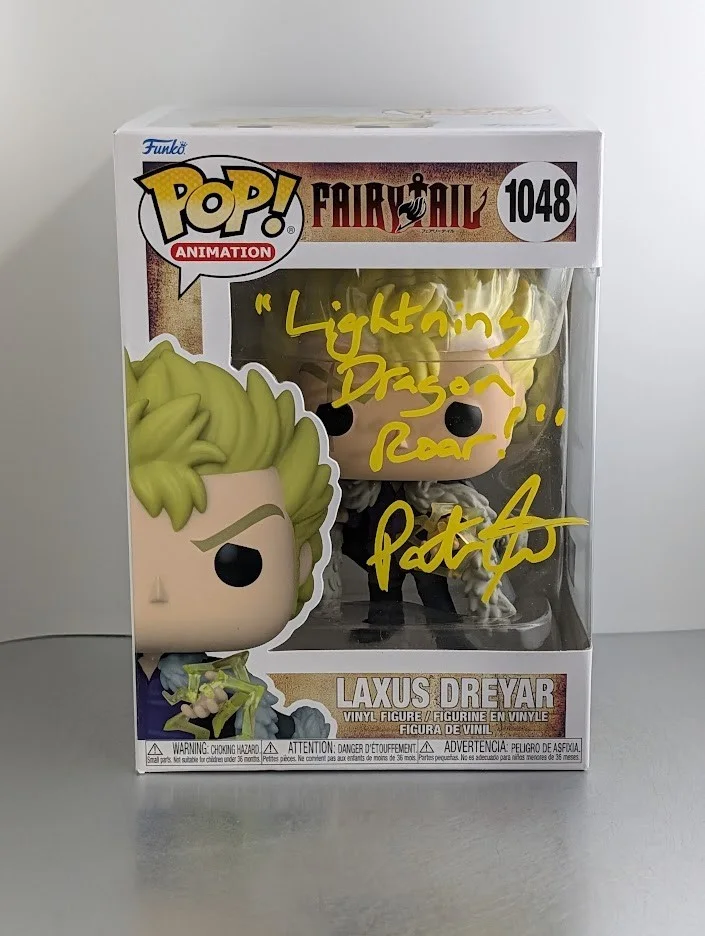 Patrick Seitz — Patrick Seitz Signed Autographed Quoted Funko Pop #1048 LAXUS DREYAR Fairy Tail