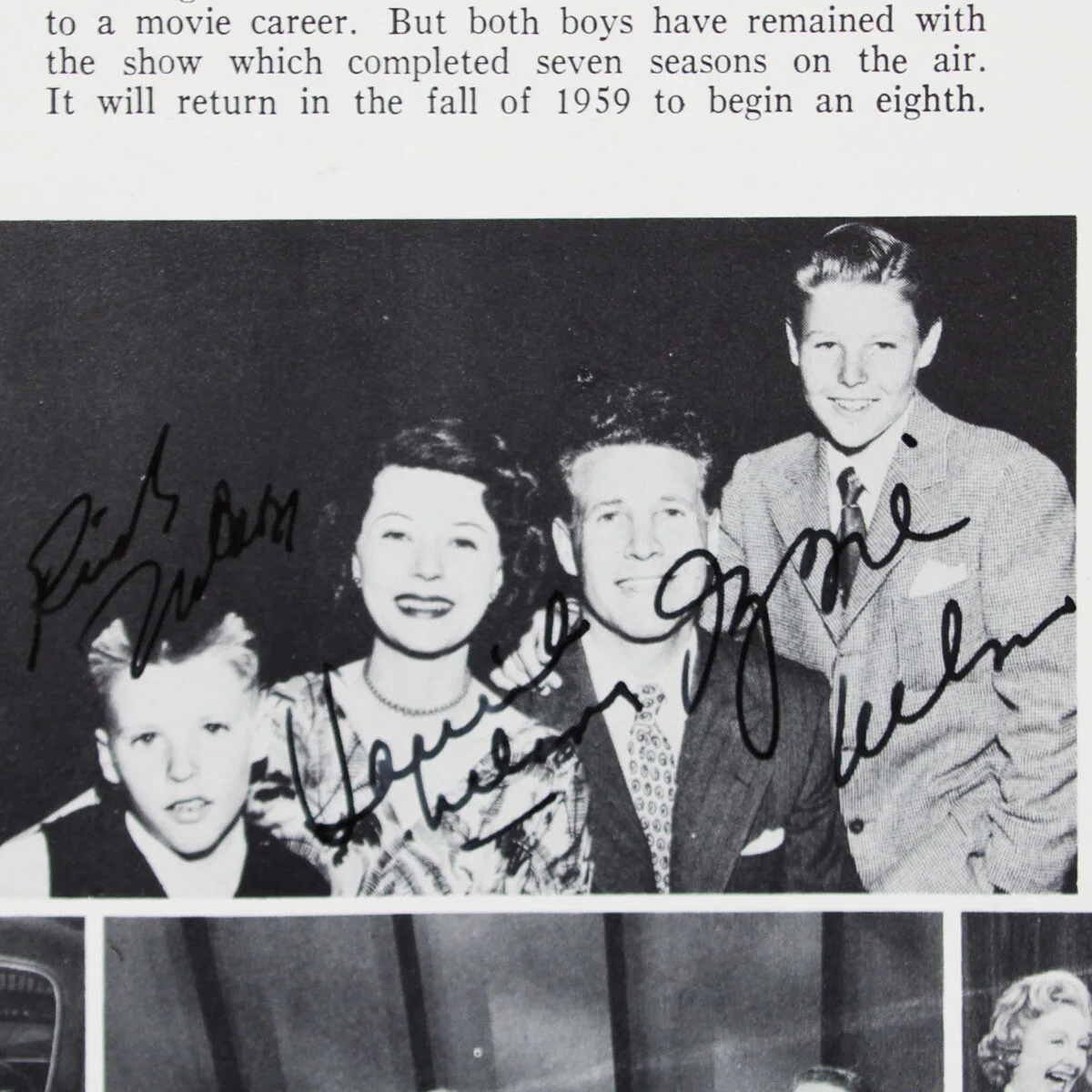 Ricky Nelson Signed Photo w/ Family The Adventures of Ozzie and Harriet - COA..., изображение 2