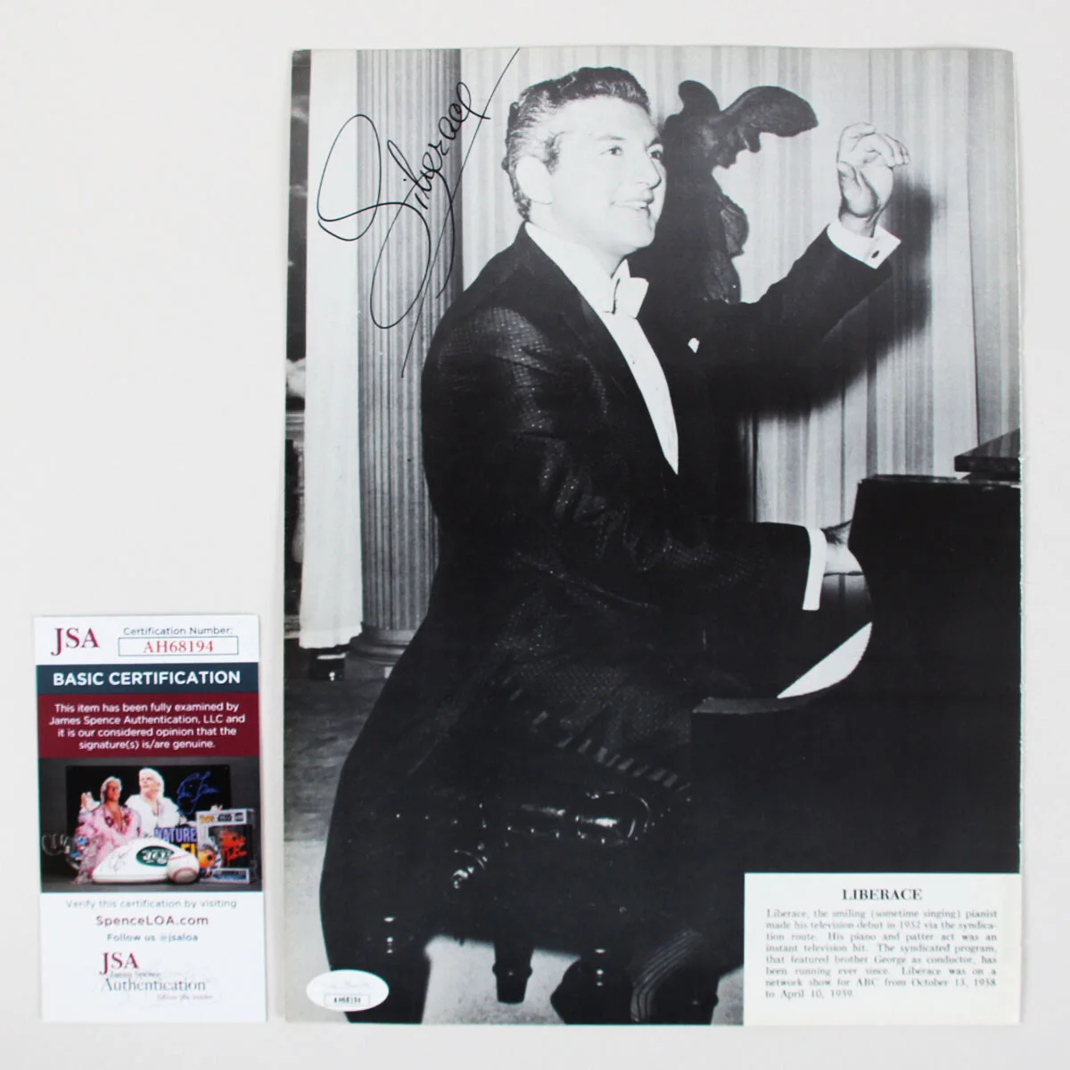 Liberace Signed Photo - COA JSA, изображение 4