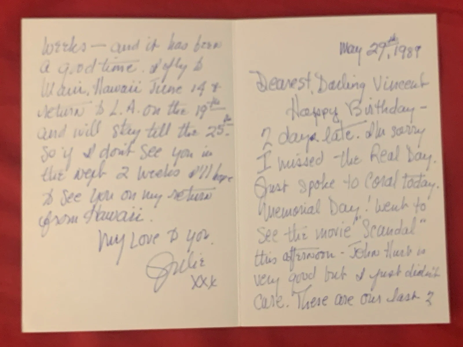 Julie Harris — Vincent Price Estate Signed Horror Birthday Card From Julie Harris! 16d, изображение 3