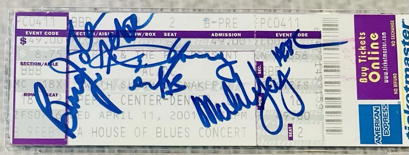 AC/DC Signed 2001 Ticket Gem Autographs Angus & Malcolm PSA/DNA Rare, image 2