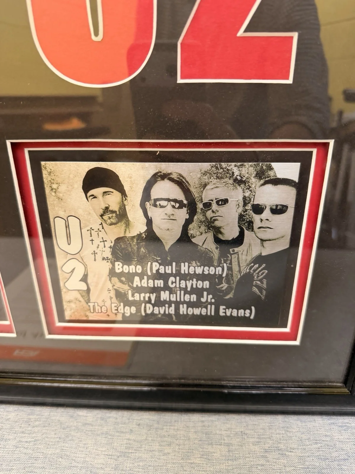 U2 Multi SIGNED AUTOGRAPHED FRAMED UNDER A BLOOD READ SKY ALBUM LP PSA COA, image 4