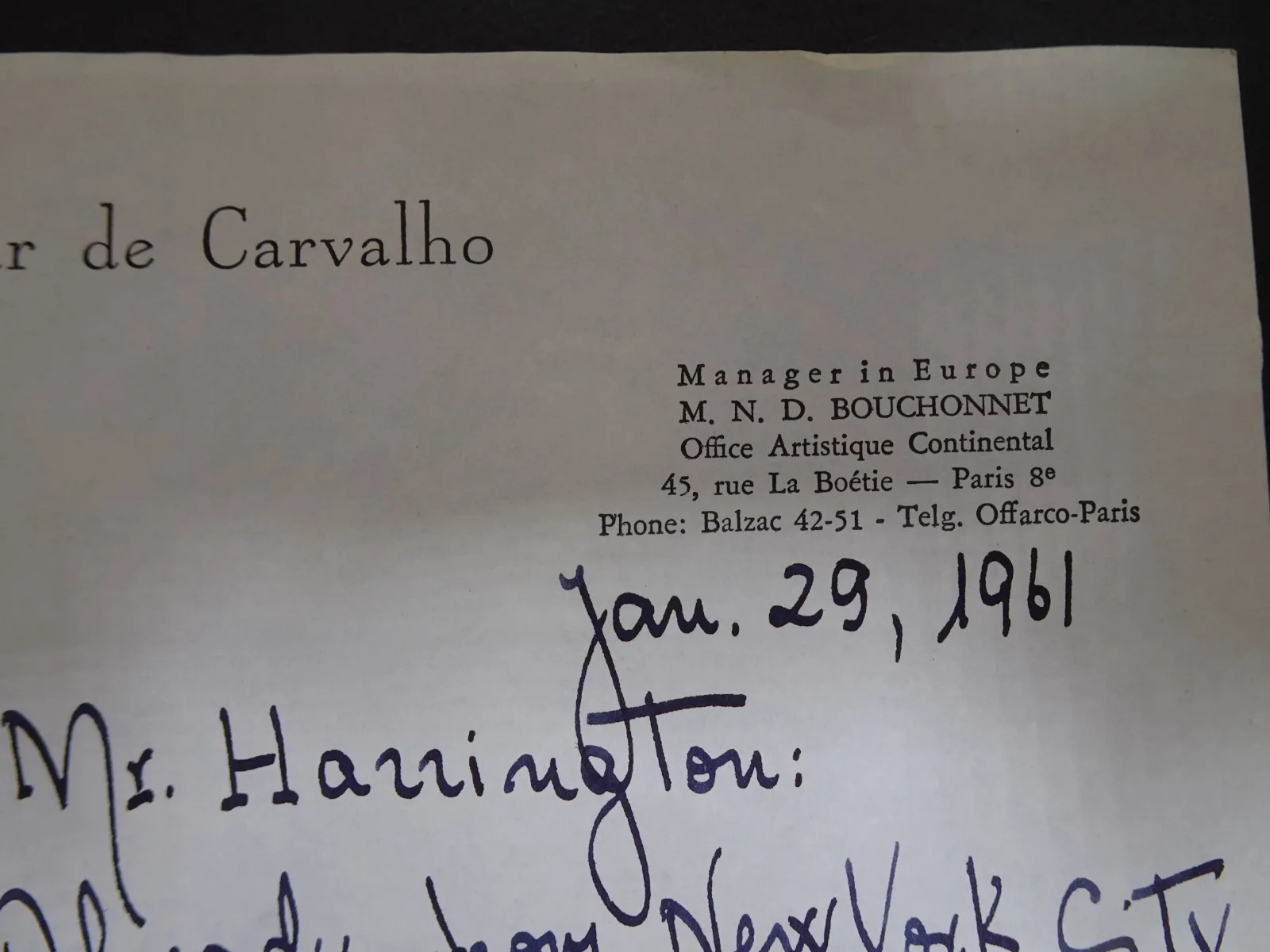 Eleazar de Carvalho — Eleazar de Carvalho Brazilian Composer Autograph Letter to Symphony Manager 1961, image 4