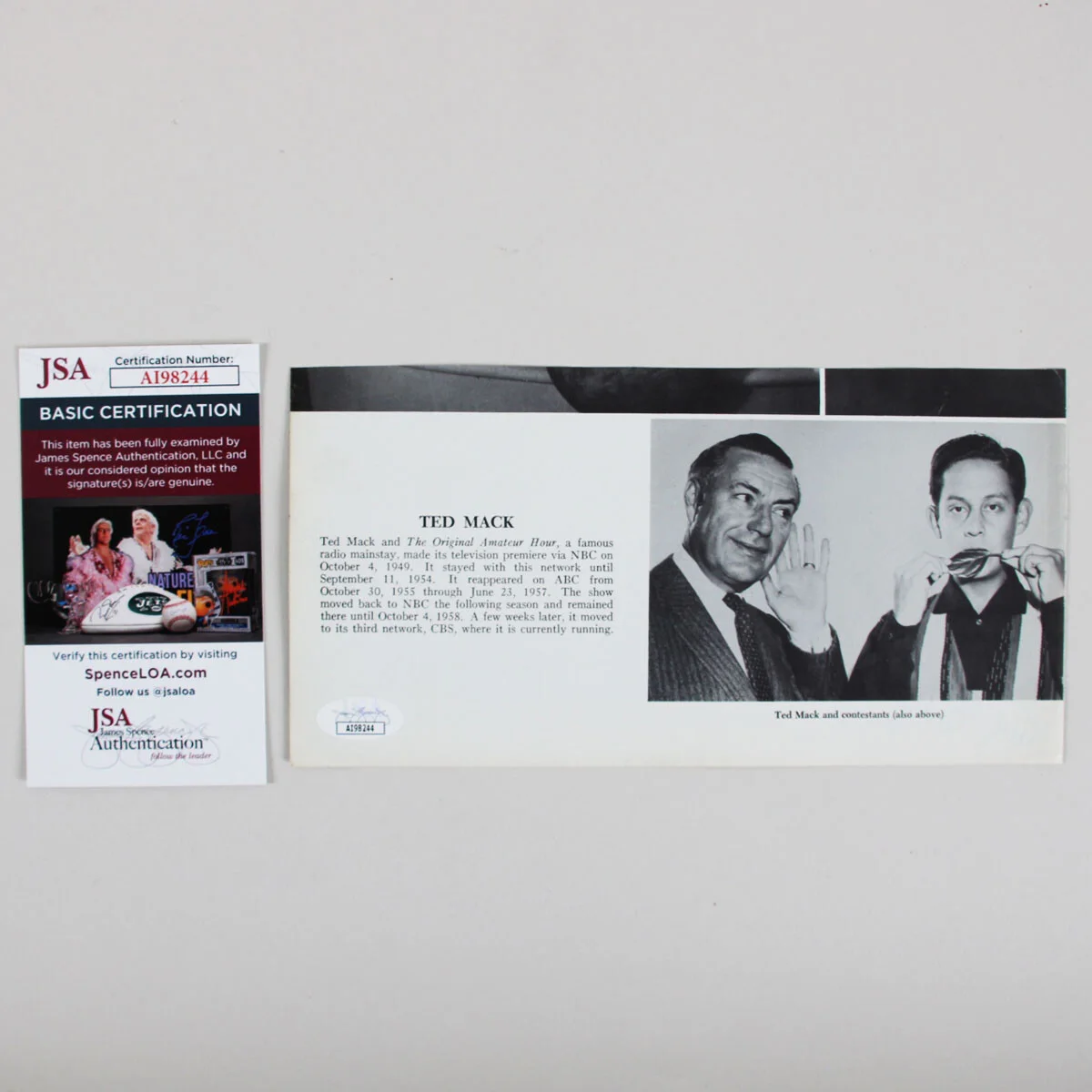 Ray Bolger Signed Photo w/ Paul Hartman & Edgar Bergen - COA JSA, image 5