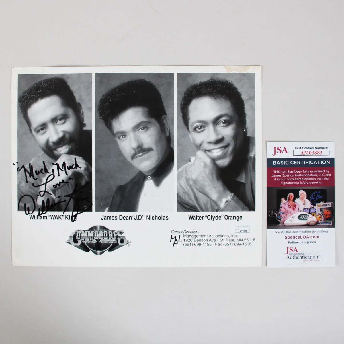 William King Signed Photo 8x10 Commodores Wak - COA JSA, image 4