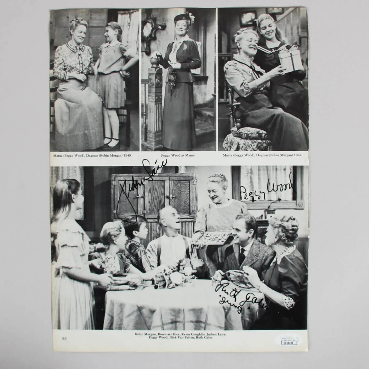 Peggy Wood Signed Magazine Page w/ Judson Laire & Ruth Gates "Mama" - COA JSA, image 4