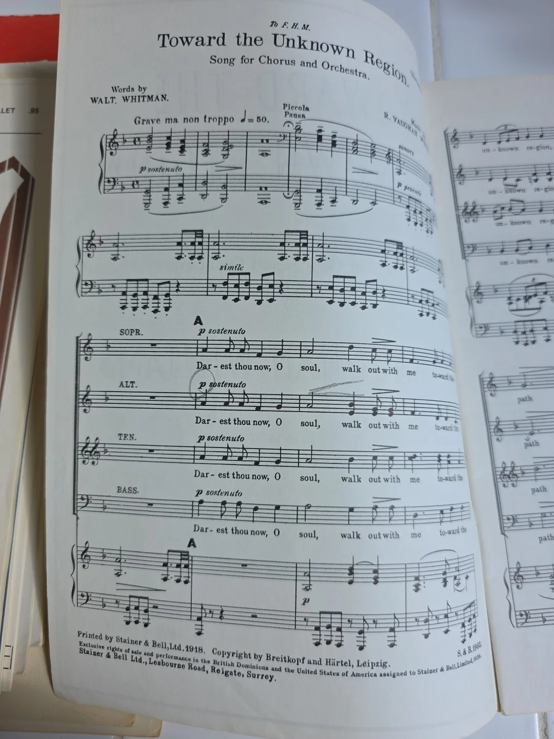 vaughan williams, ralph: toward the unknown region by walt whitman 1918, изображение 3