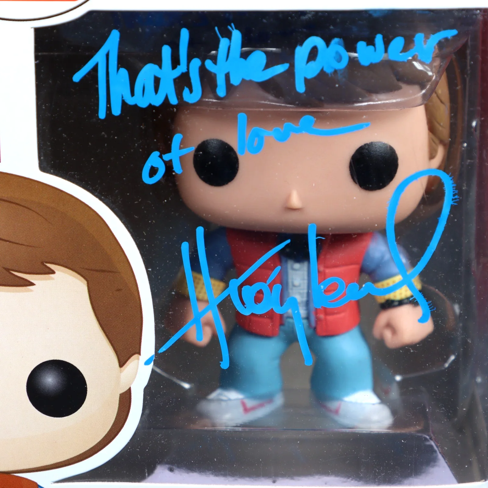 Huey Lewis — Funko Pop Signed BTTF Huey Lewis Inscribed 61 Marty Official Pix 2013 Protector, image 3