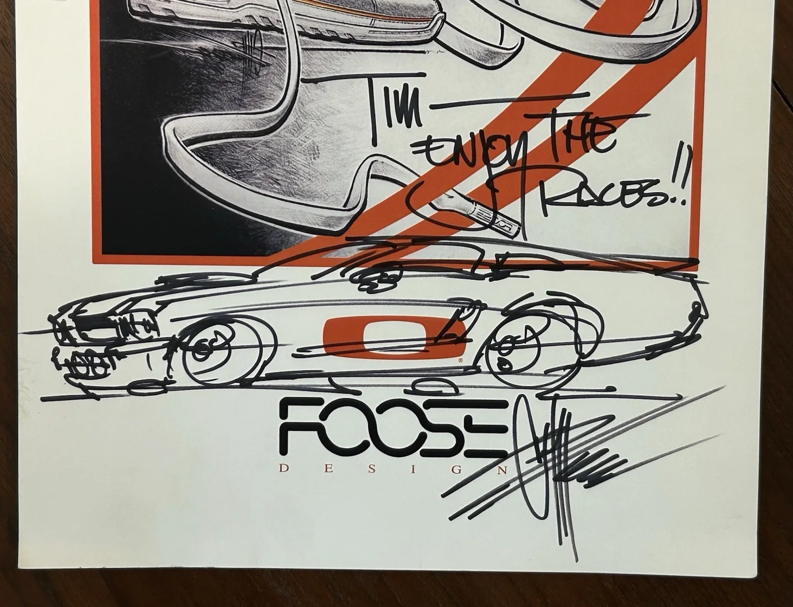 CHIP FOOSE — CHIP FOOSE DESIGN SIGNED OAKLEY SHOE POSTER WITH HAND DRAWN MUSTANG 17”X11”, изображение 2