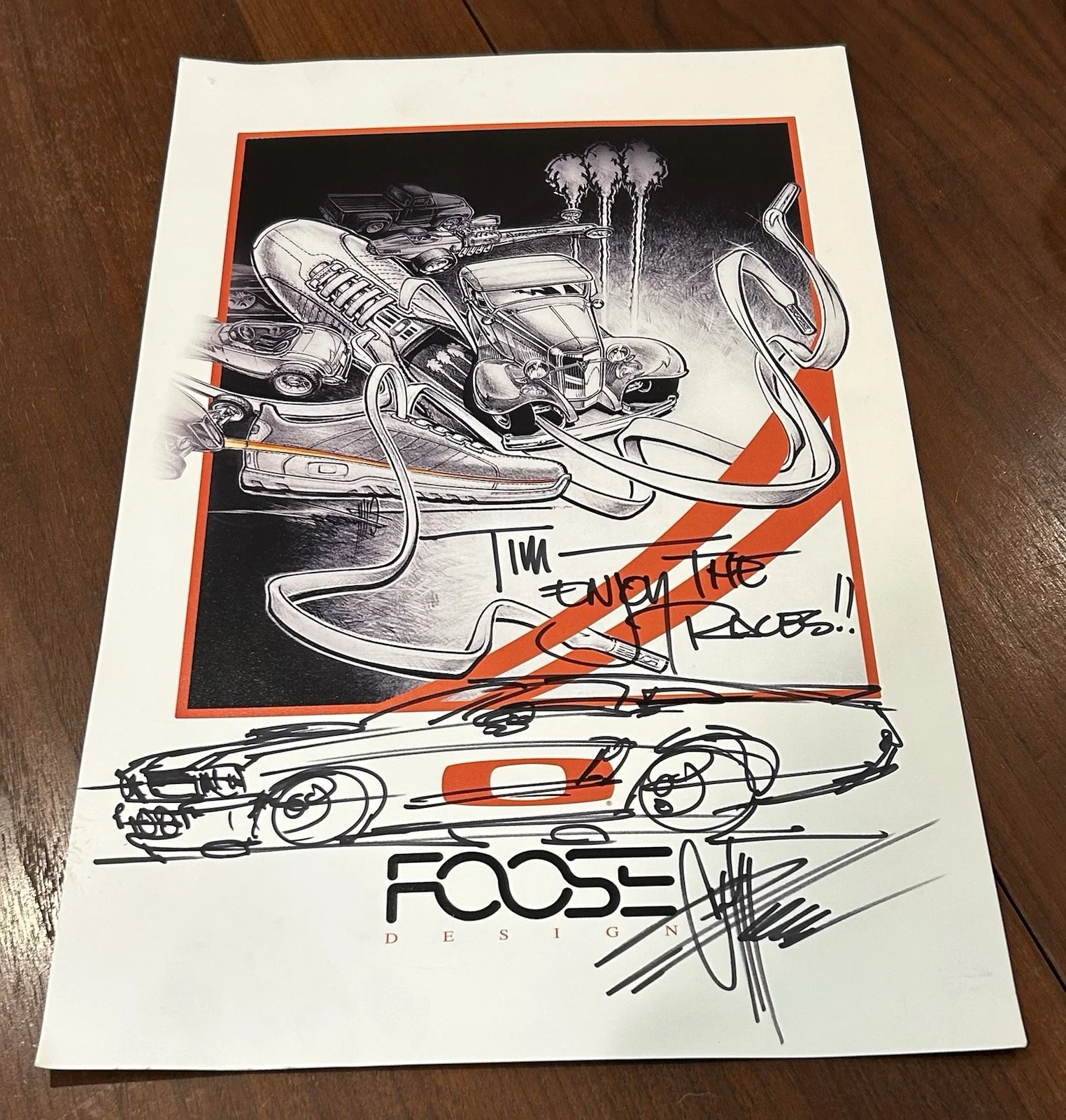 CHIP FOOSE — CHIP FOOSE DESIGN SIGNED OAKLEY SHOE POSTER WITH HAND DRAWN MUSTANG 17”X11”, изображение 3