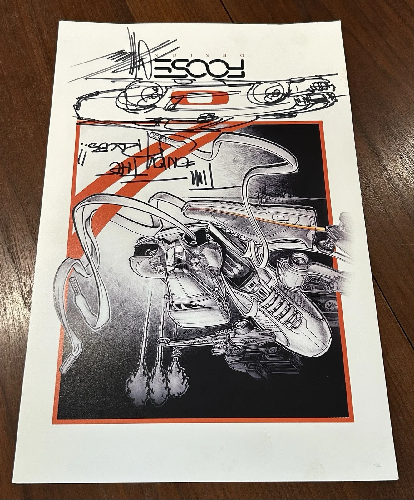 CHIP FOOSE — CHIP FOOSE DESIGN SIGNED OAKLEY SHOE POSTER WITH HAND DRAWN MUSTANG 17”X11”, изображение 4