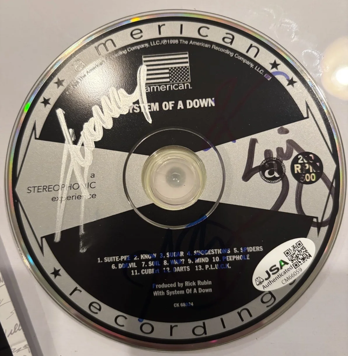 SYSTEM OF A DOWN S/T SIGNED SELF TITLED FRAMED CD Autograph JSA Serj Tankian +3, image 2