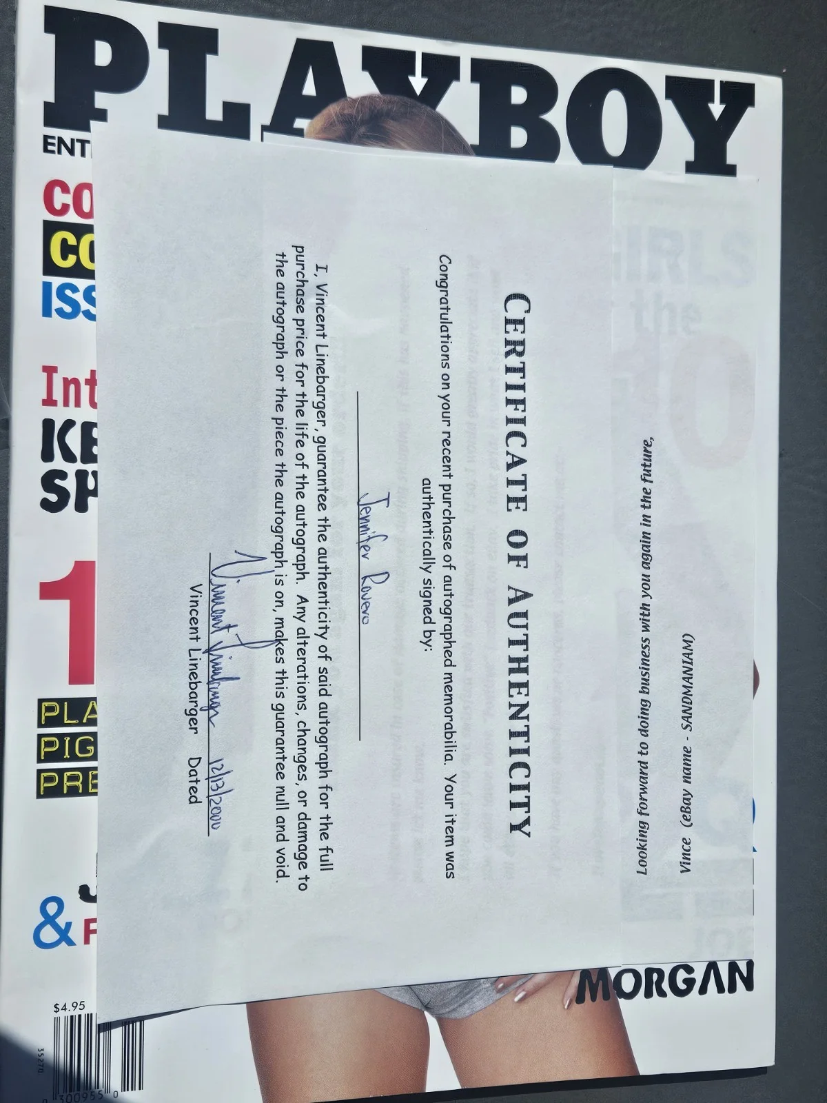 October 1999 JENNIFER ROVERO PLAYBOY Full Mag COA Signed AUTO IN-Person, image 3