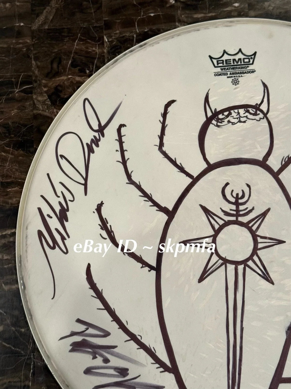 MIKE'S DEAD Signed Drumhead LARGE Custom Art 💯 Official Merch 🪳, image 4