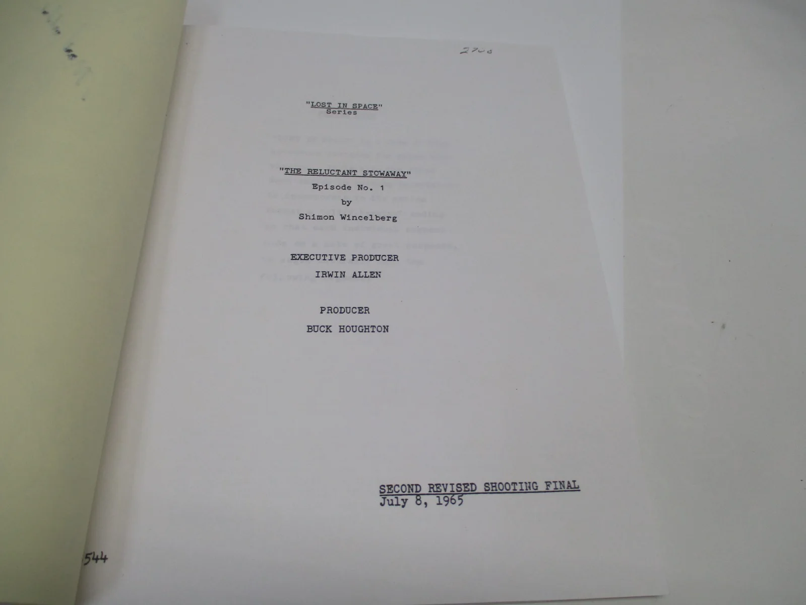 SIGNED 1 Real Signature MARK GODDARD LOST IN SPACE Script 1965 Episode 1 CM6222, image 4