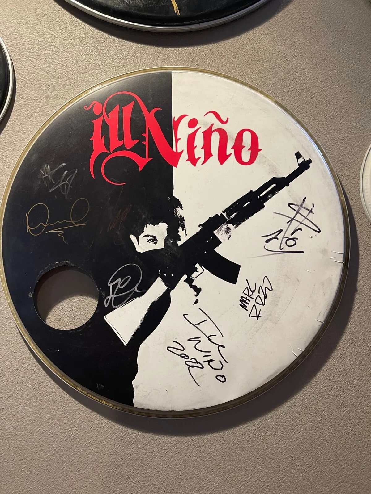 ILL NINO ~ Authentic Band Signed Drumhead - 2022 Tour - Scarface, image 5