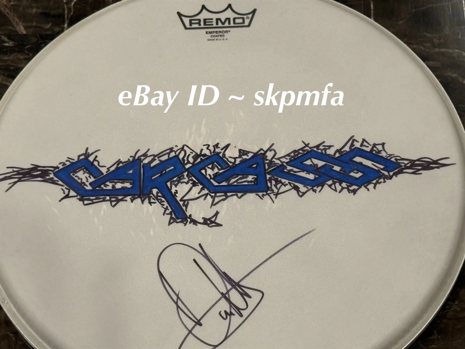 DAN WILDING of CARCASS Signed Drumhead 💯 Official Auto Custom Art Played 🔥, image 3