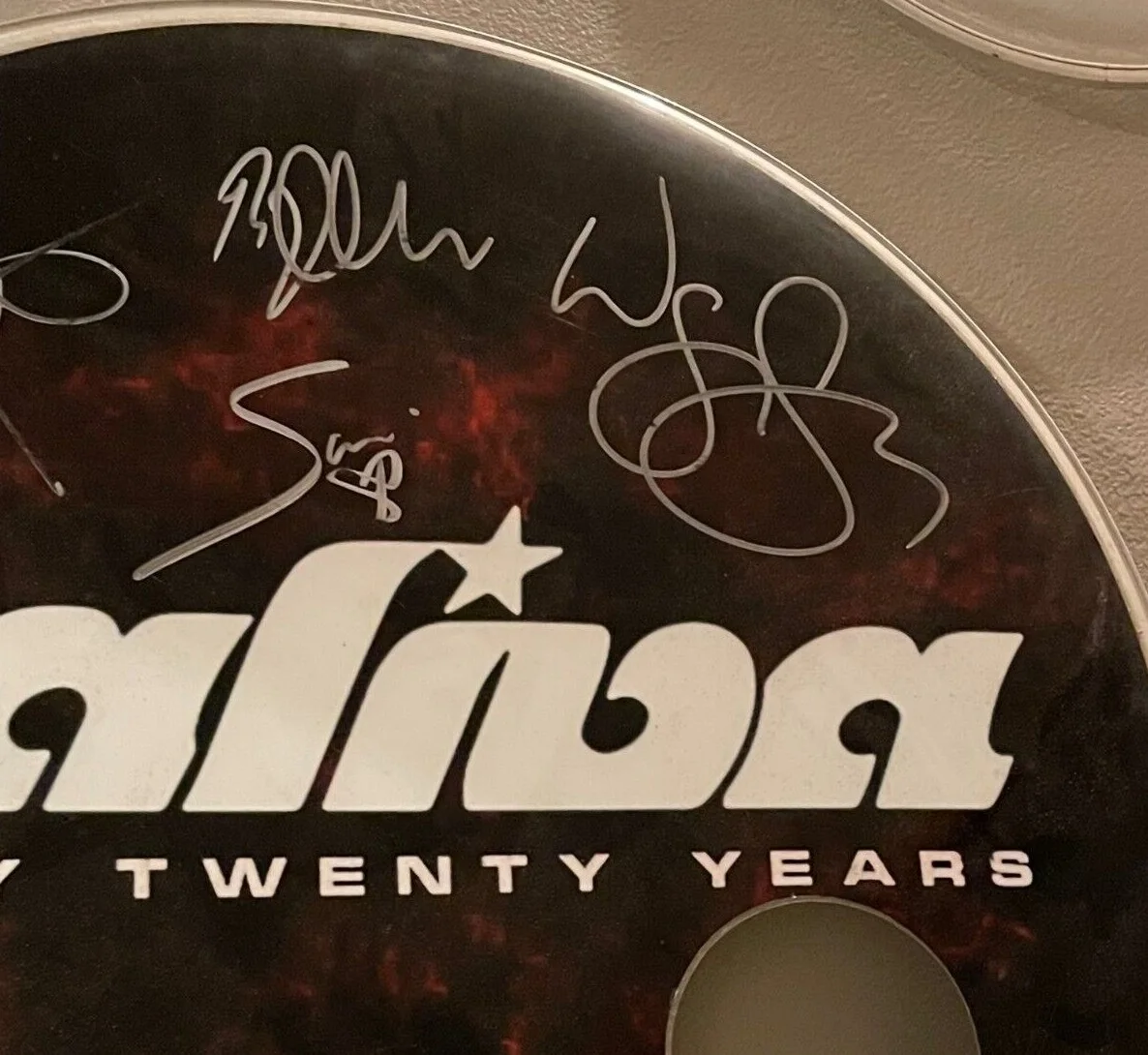 Authentic Band Signed ~ SALIVA Bass Drumhead ~ Autograph Current Lineup, image 4