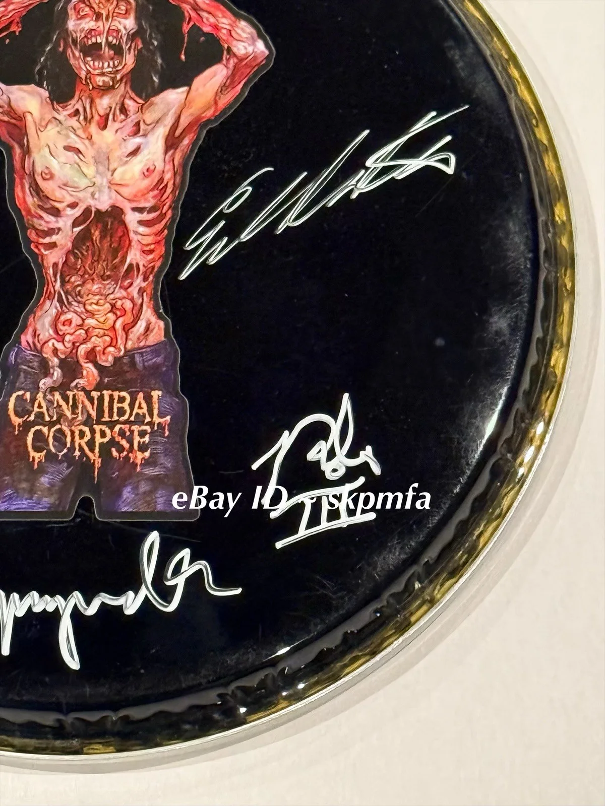 CANNIBAL CORPSE ~ Band SIGNED Drumhead 8.5” 💯 Official Merch 🥁 🔥, image 5