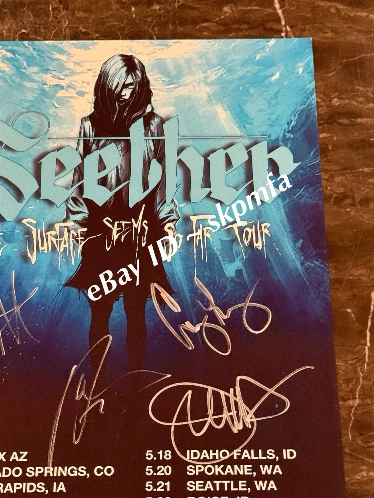 SEETHER Signed Poster VIP 11x17 💯 Official Merch 2025 Tour🔥, image 3