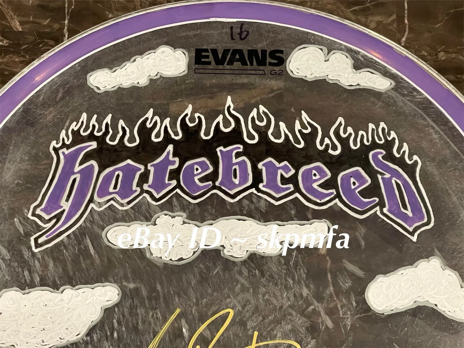 MATT BRYNE - HATEBREED Signed Drumhead 💯 Official Merch Custom Art Work ⛰️🏔️, image 2
