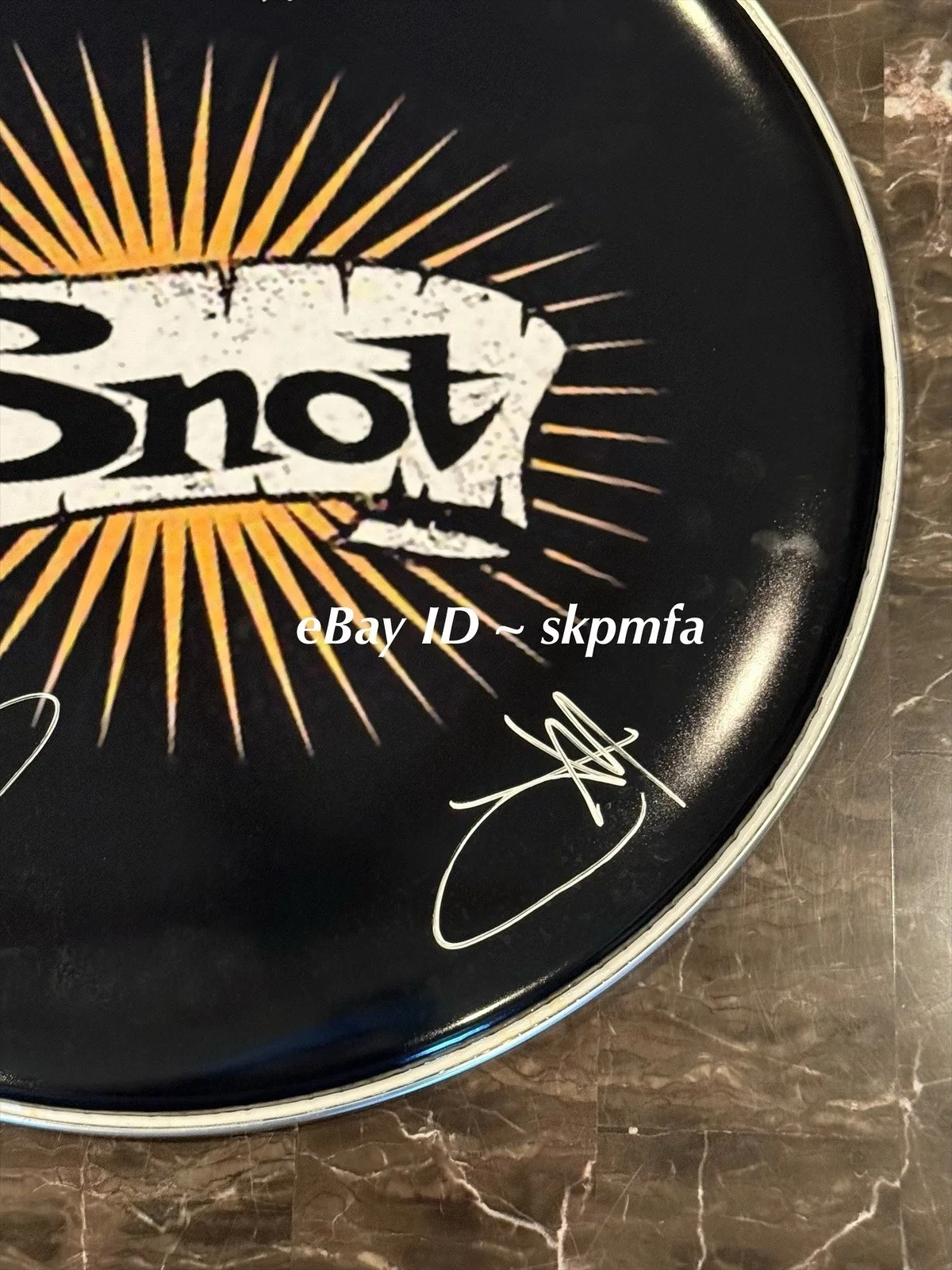SNOT Band Signed Custom Drumhead 16" Mike Doling 💯 Authentic! Current Line Up, image 5