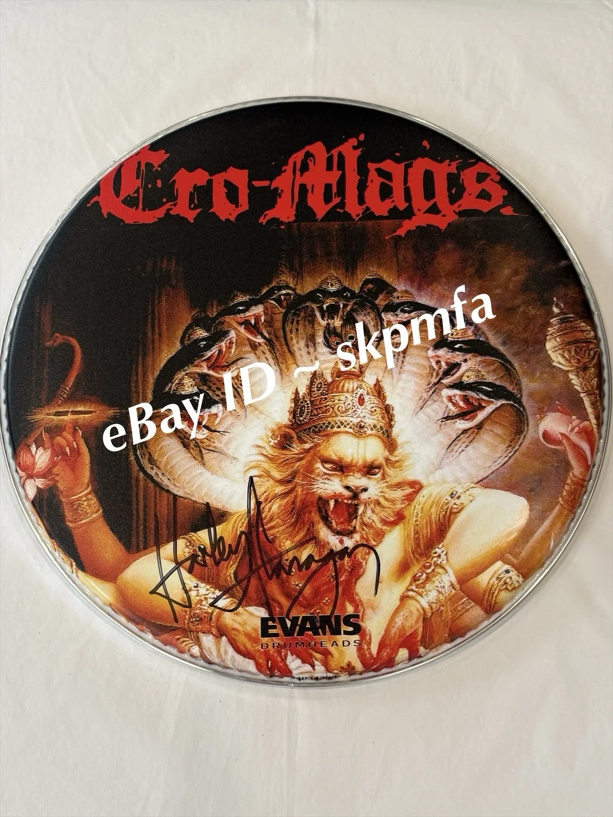HARRY FLANAGAN CRO-MAGS Signed Drumhead 15" 💯 OFFICIAL MERCH Best Wishes Art, изображение 4