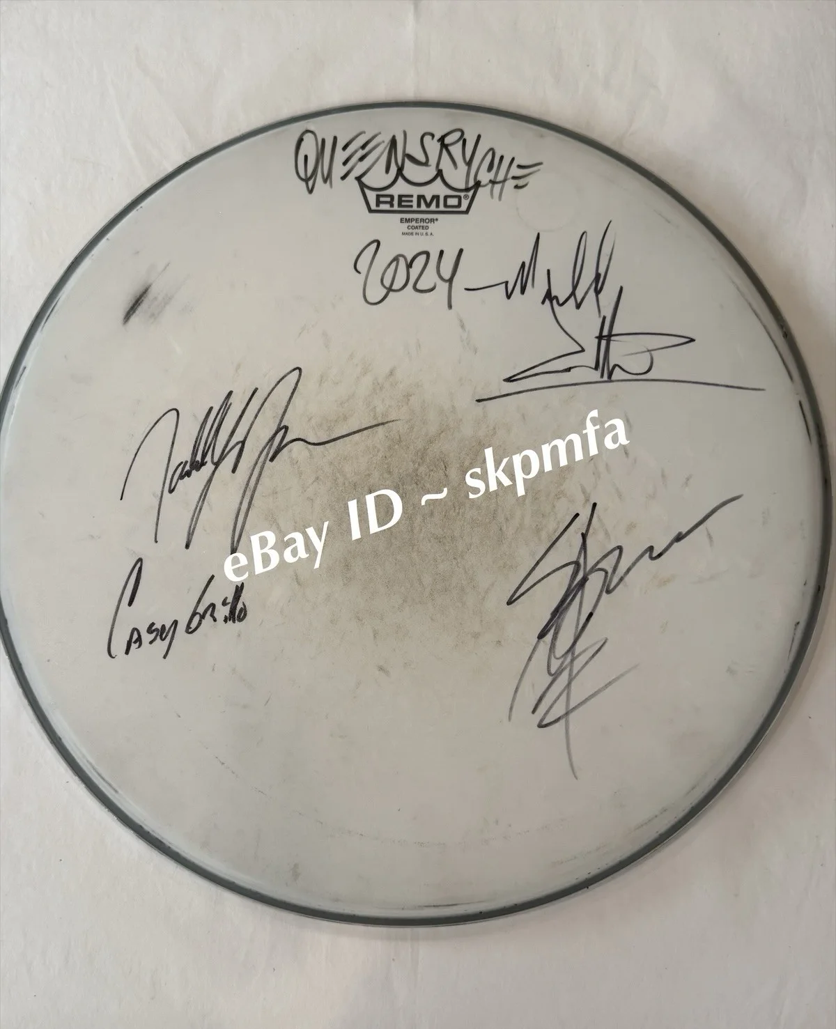 QUEENSRYCHE Signed Drumhead 17" 2024 Tour 💯 OFFICIAL MERCH Band Signed, image 2