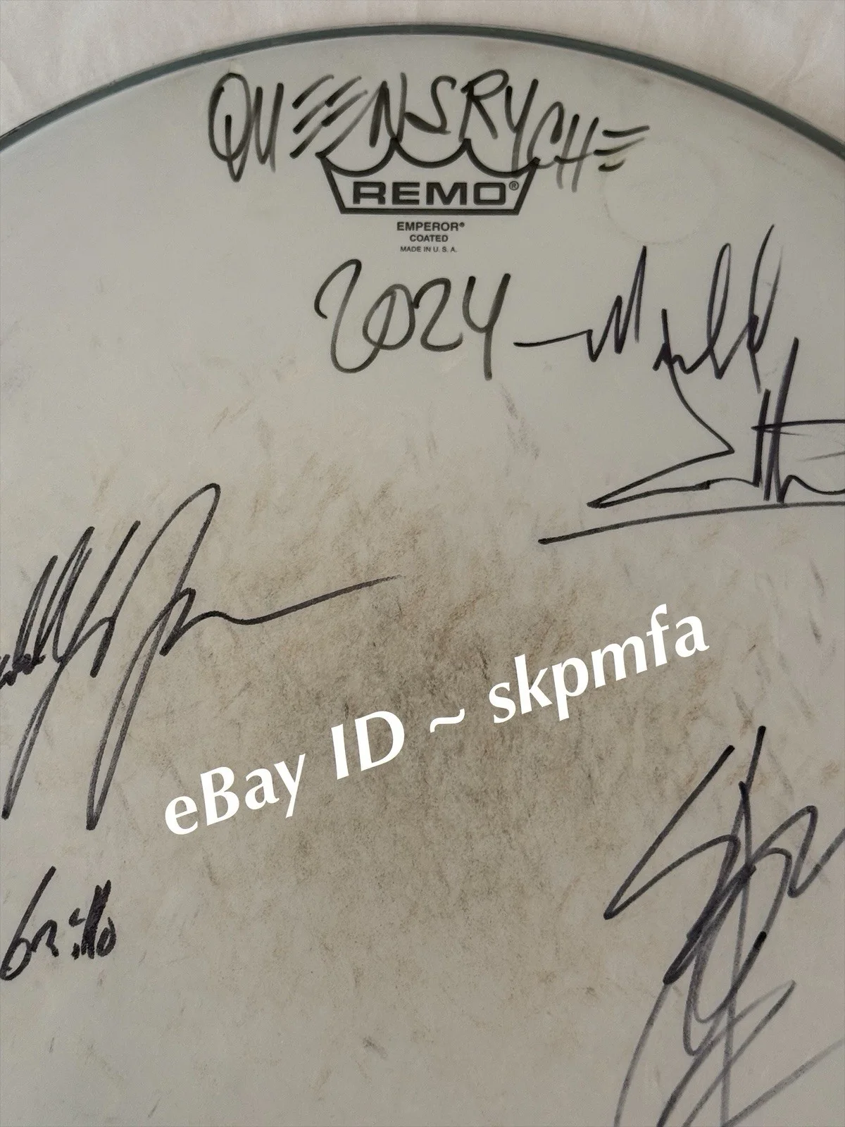 QUEENSRYCHE Signed Drumhead 17" 2024 Tour 💯 OFFICIAL MERCH Band Signed, image 4