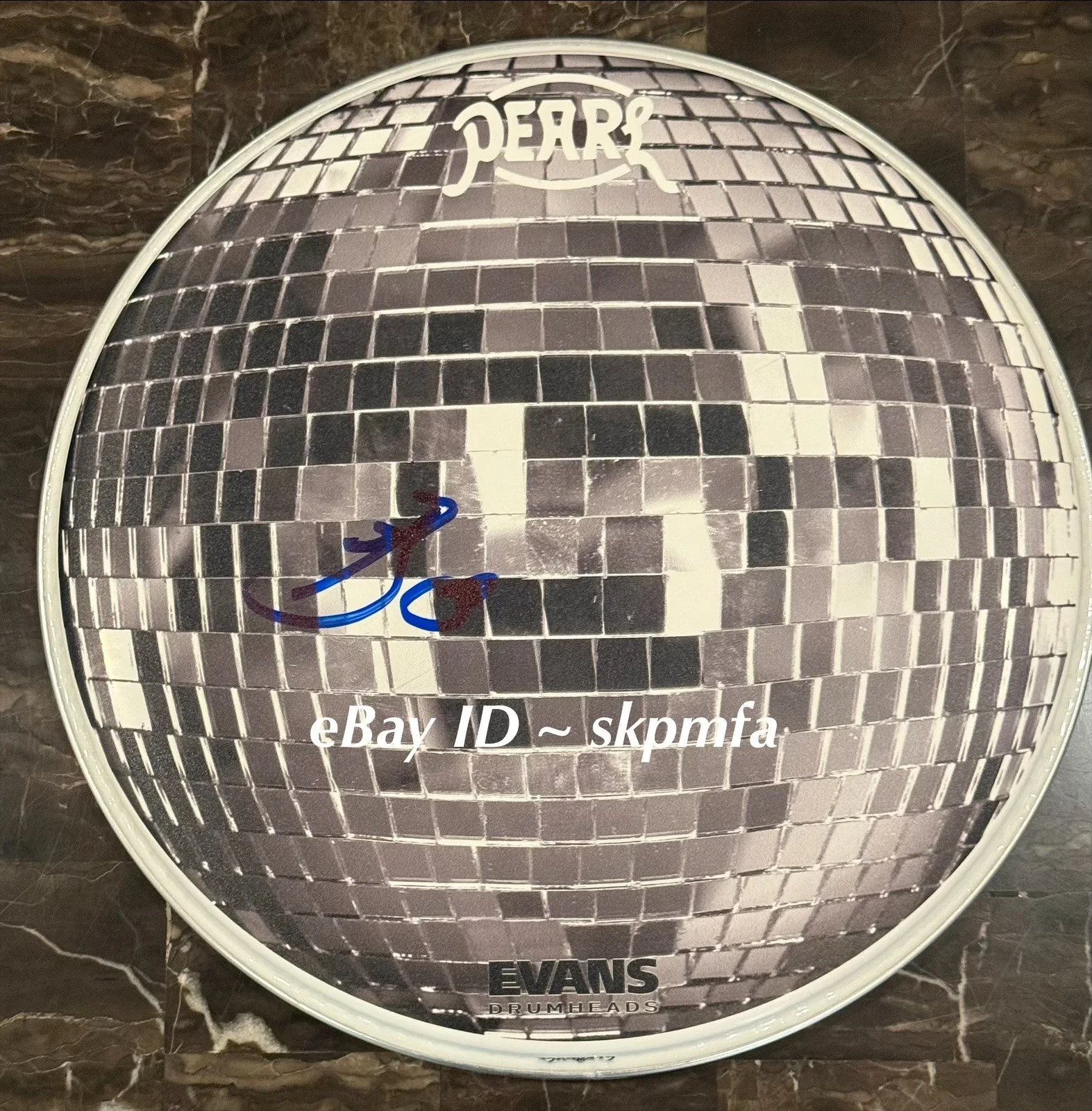 BARRY KERCH - SHINEDOWN Signed Drumhead 13" Tour 2025 Disco Ball Dance Kid Dance, image 5