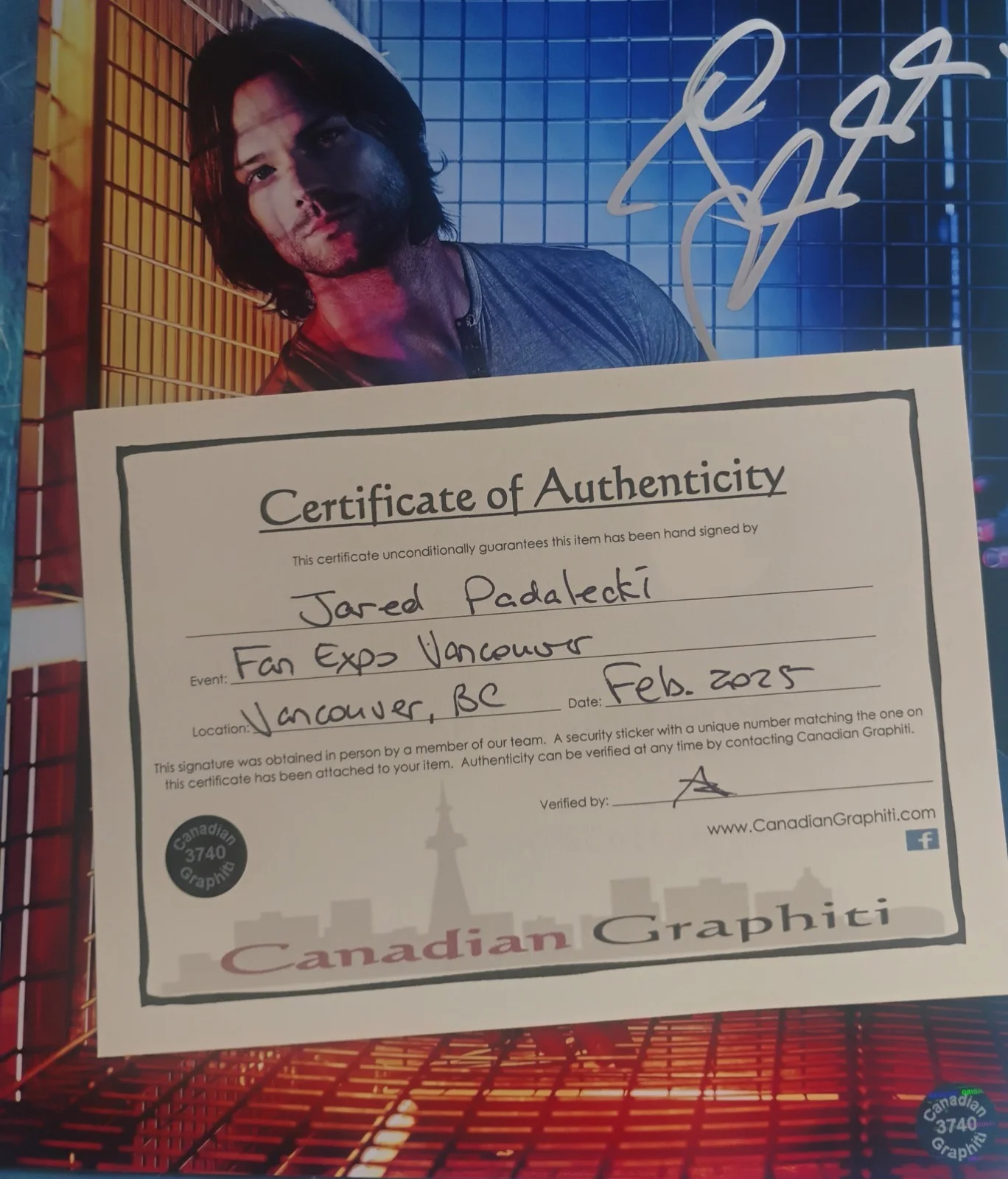 Jared Padalecki Hand Signed 8x10 Photo COA Supernatural NO US TARIFFS, image 4