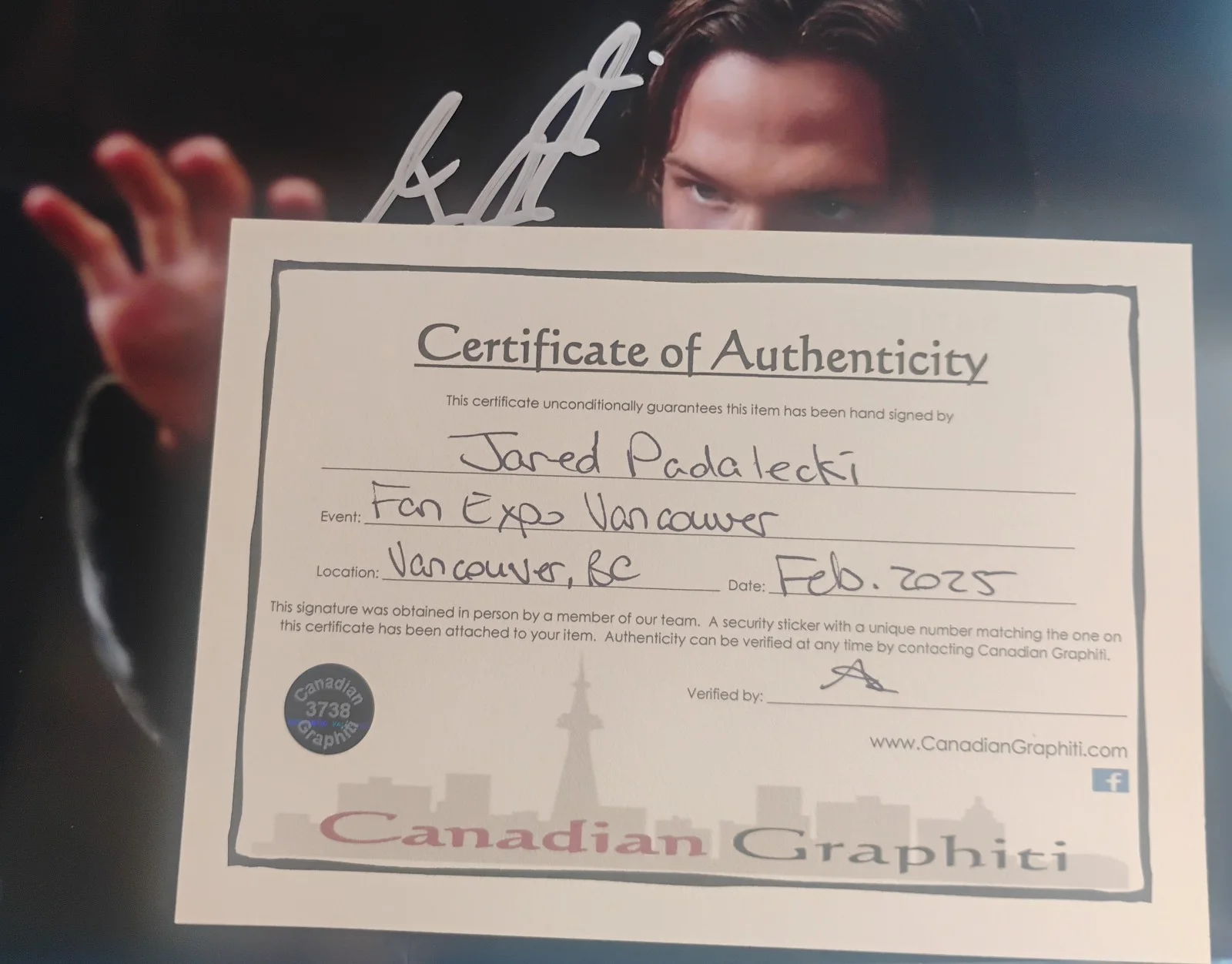 Jared Padalecki Hand Signed 8x10 Photo COA Supernatural NO US TARIFFS, image 4