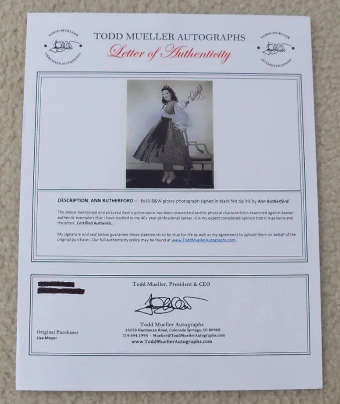Ann Rutherford signed photo Gone with the Wind COA, image 4